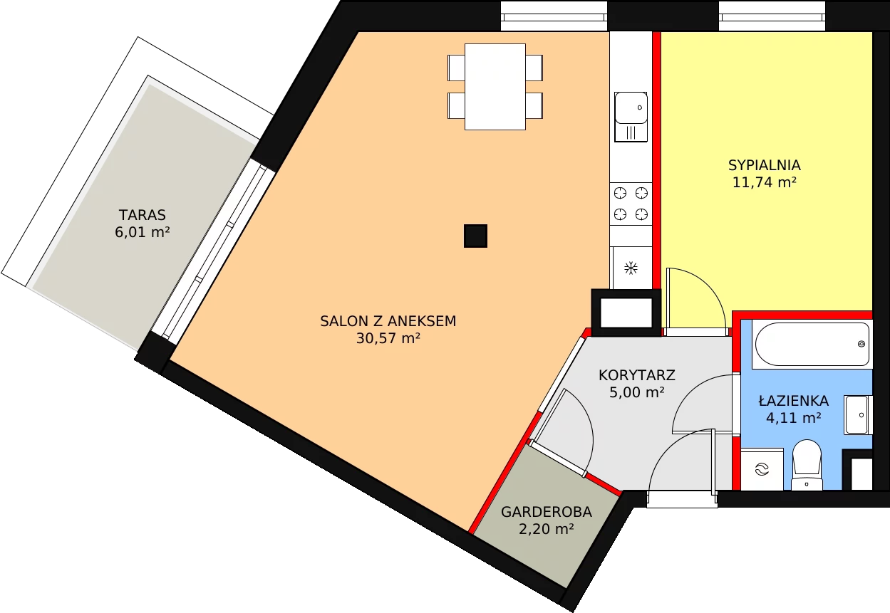 Mieszkanie 53,62 m², parter, oferta nr B2/30, Duo Residence, Radom, Śródmieście, ul. Waryńskiego