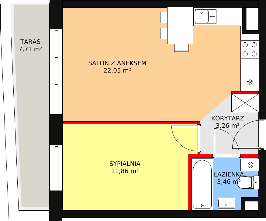 Mieszkanie 40,64 m², parter, oferta nr B2/31, Duo Residence, Radom, Śródmieście, ul. Waryńskiego