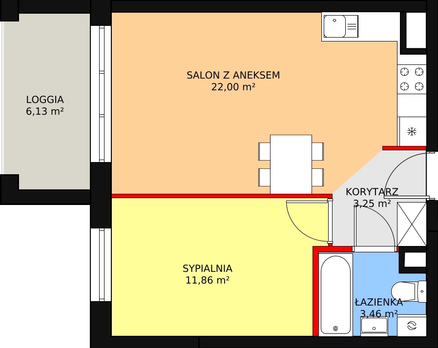 Mieszkanie 40,54 m², piętro 1, oferta nr B2/35, Duo Residence, Radom, Śródmieście, ul. Waryńskiego