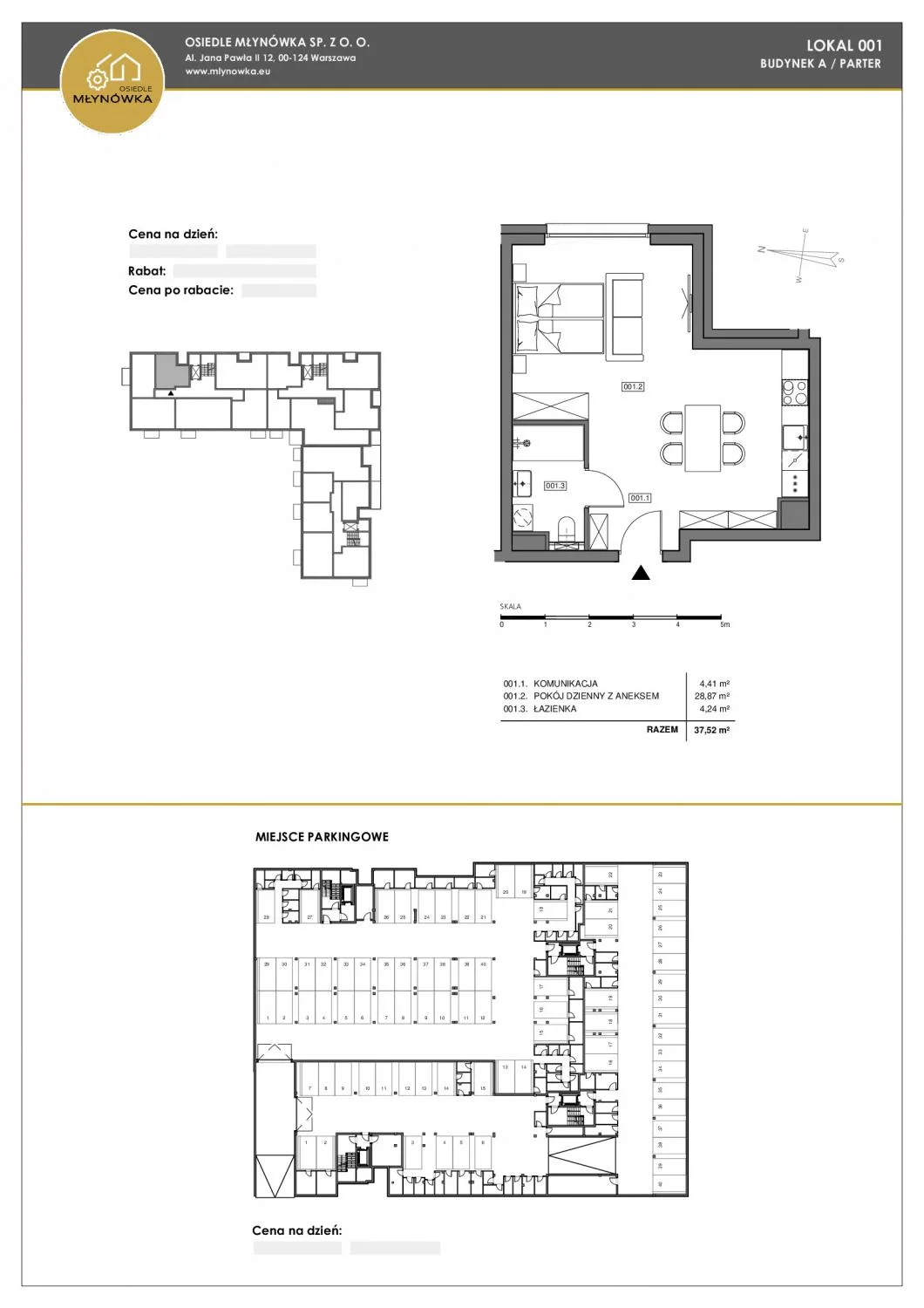 Mieszkanie 37,52 m², parter, oferta nr A.001, Osiedle Młynówka, Jelenia Góra, ul. Pijarska