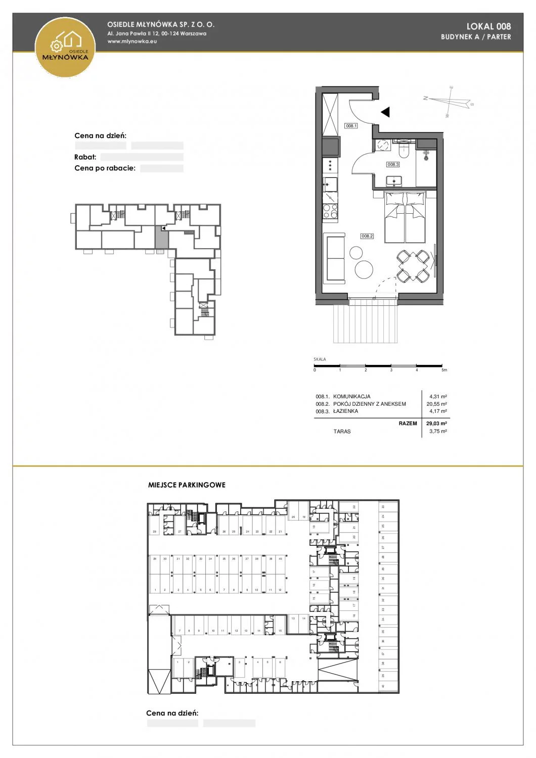 Mieszkanie 29,03 m², parter, oferta nr A.008, Osiedle Młynówka, Jelenia Góra, ul. Pijarska