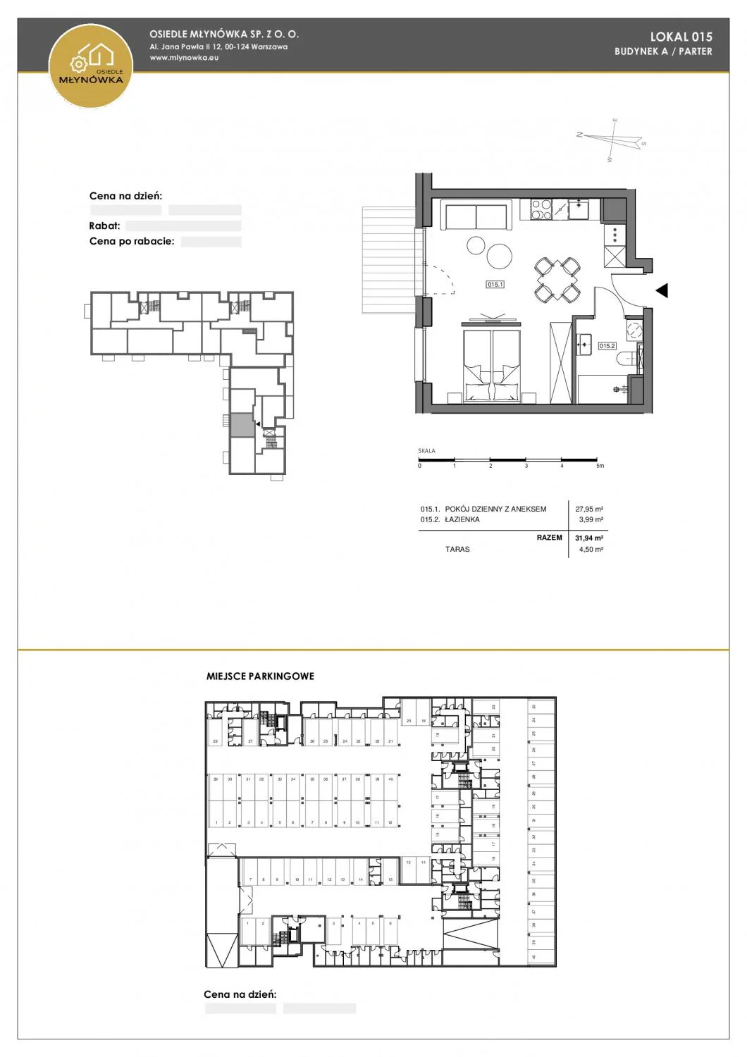 Mieszkanie 31,94 m², parter, oferta nr A.015, Osiedle Młynówka, Jelenia Góra, ul. Pijarska