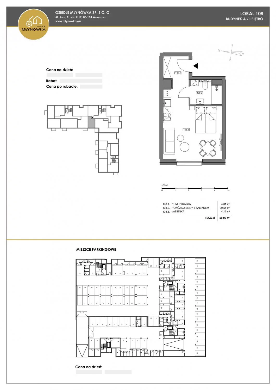 Mieszkanie 29,03 m², parter, oferta nr A.108, Osiedle Młynówka, Jelenia Góra, ul. Pijarska