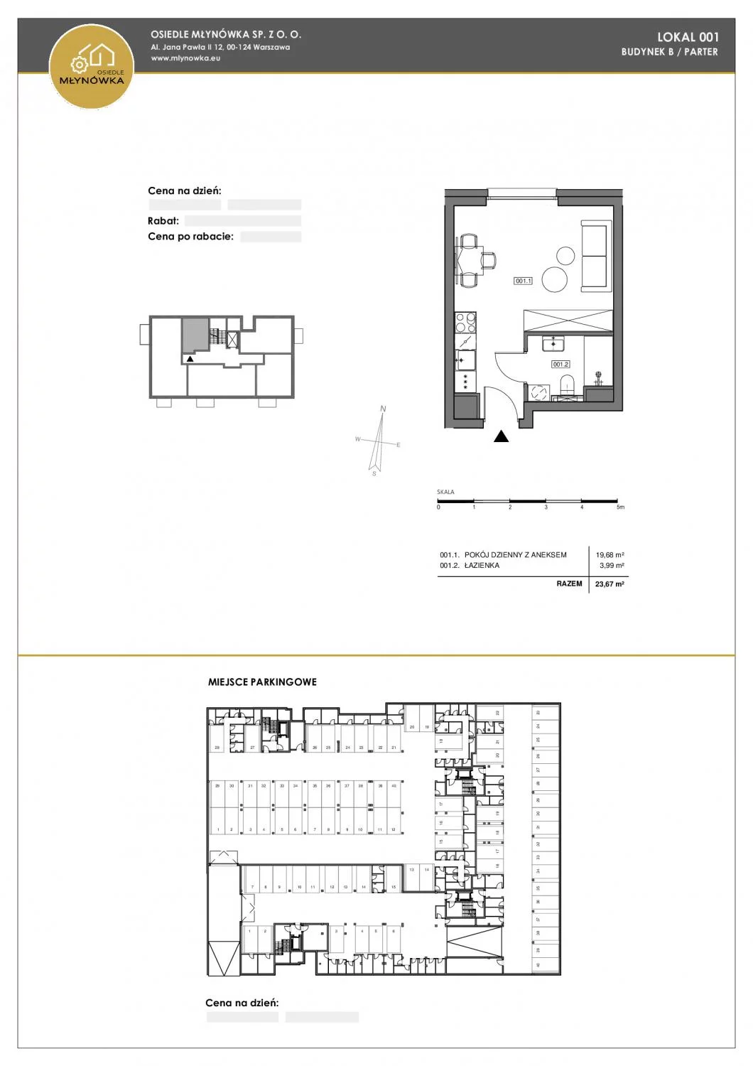 Mieszkanie 23,67 m², parter, oferta nr B.001, Osiedle Młynówka, Jelenia Góra, ul. Pijarska