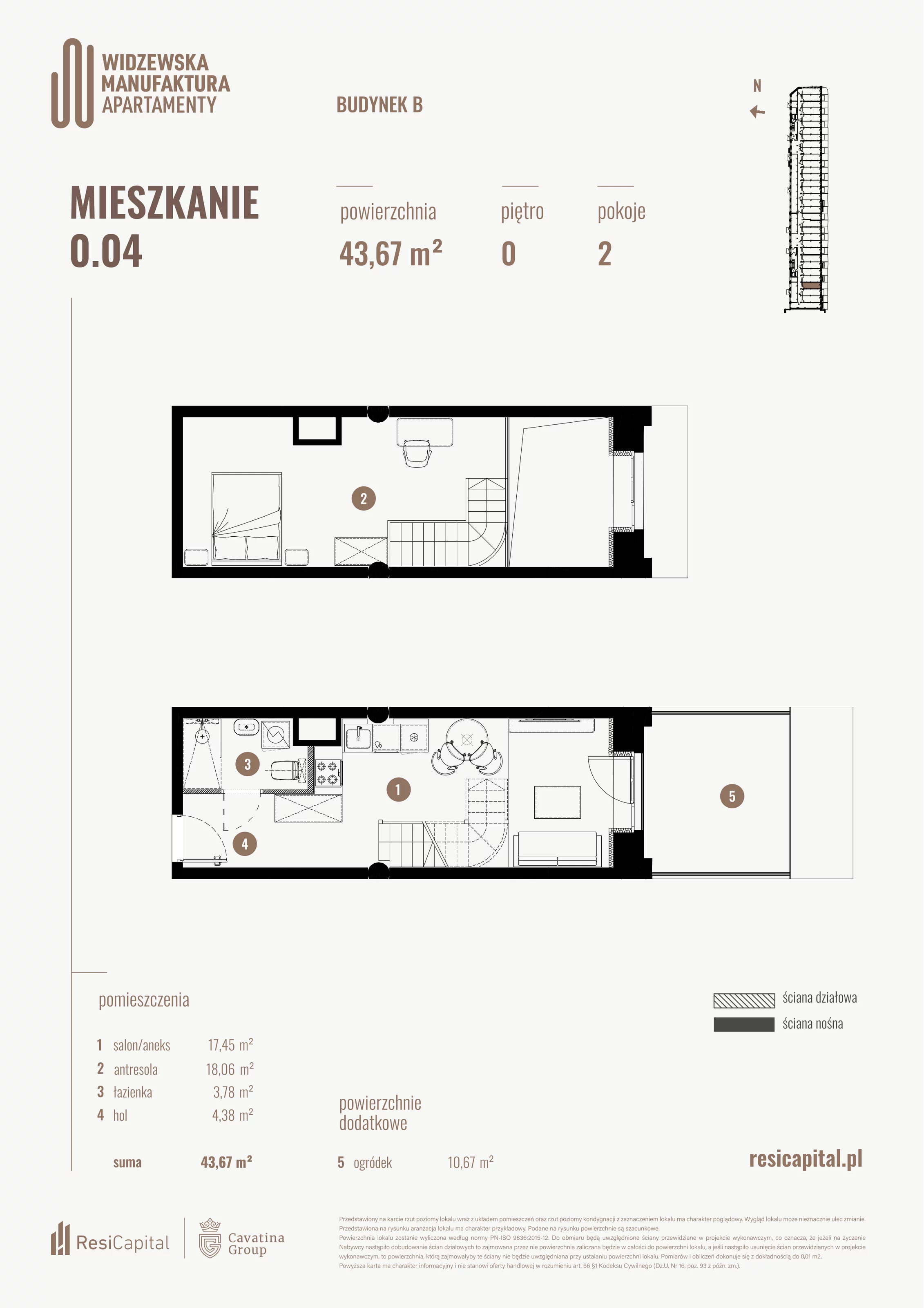 2 pokoje, mieszkanie 43,67 m², parter, oferta nr B.00.04., Wima Apartments, Łódź, Widzew, al. Piłsudskiego 135