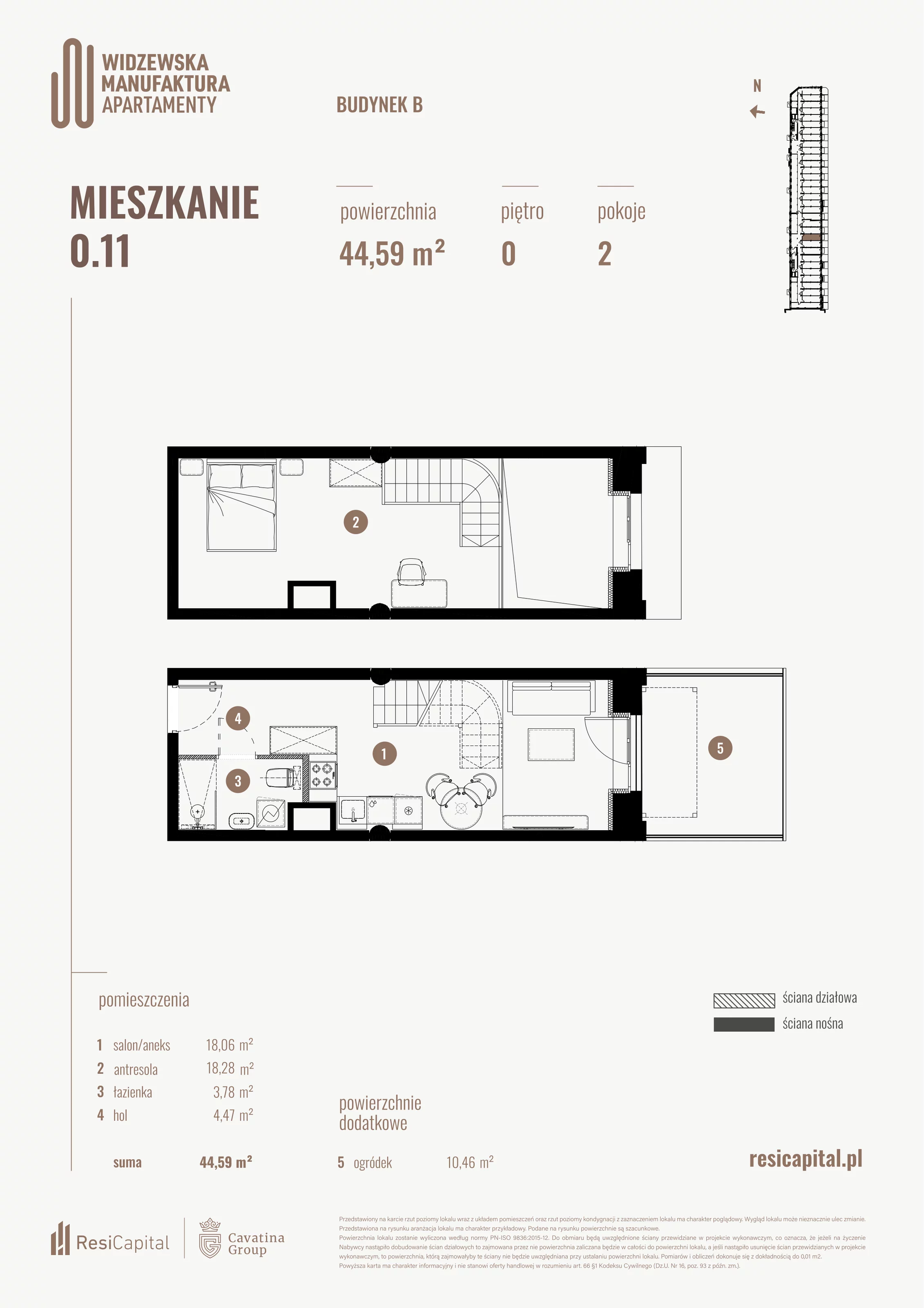 2 pokoje, mieszkanie 44,59 m², parter, oferta nr B.00.11., Wima Apartments, Łódź, Widzew, al. Piłsudskiego 135