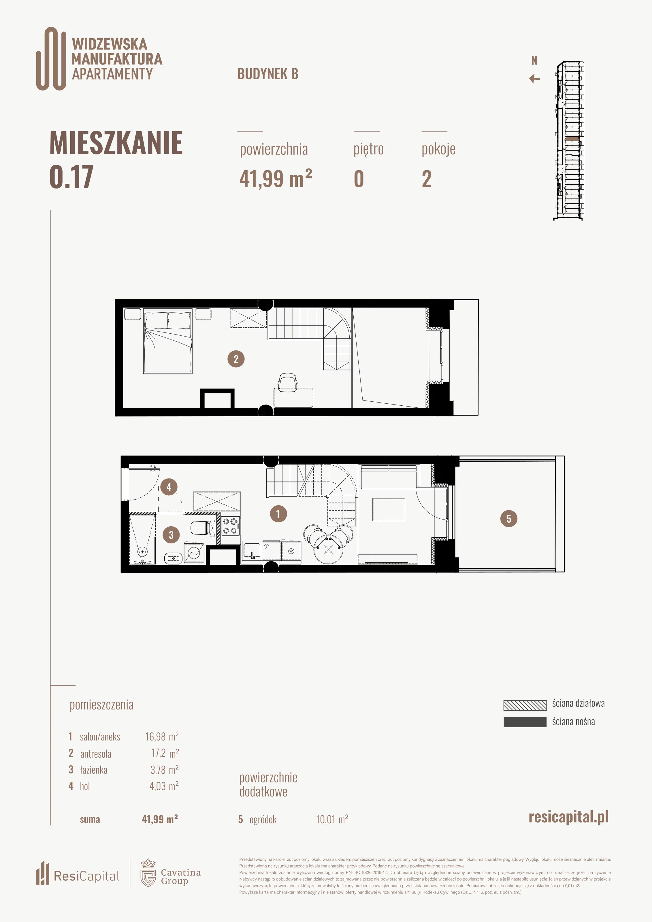 2 pokoje, mieszkanie 41,99 m², parter, oferta nr B.00.17., Wima Apartments, Łódź, Widzew, al. Piłsudskiego 135