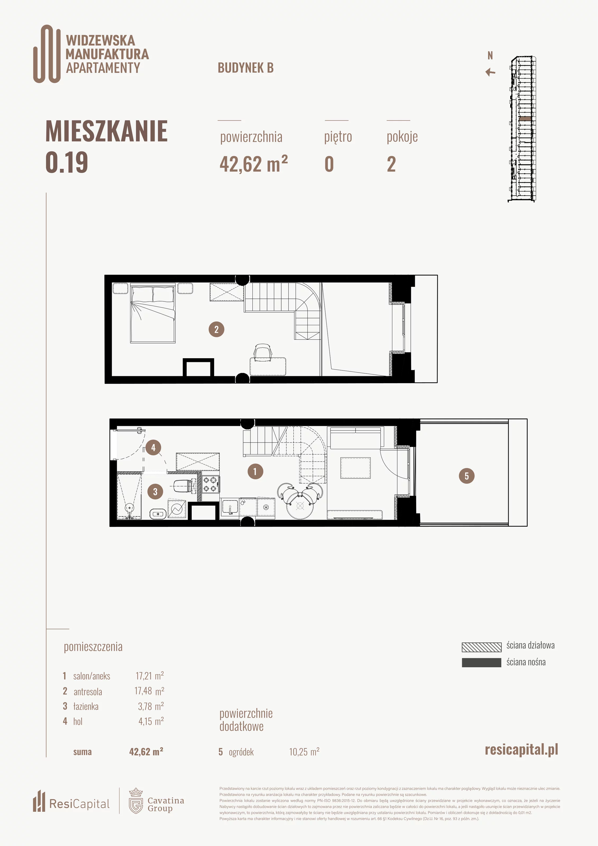 2 pokoje, mieszkanie 42,62 m², parter, oferta nr B.00.19., Wima Apartments, Łódź, Widzew, al. Piłsudskiego 135