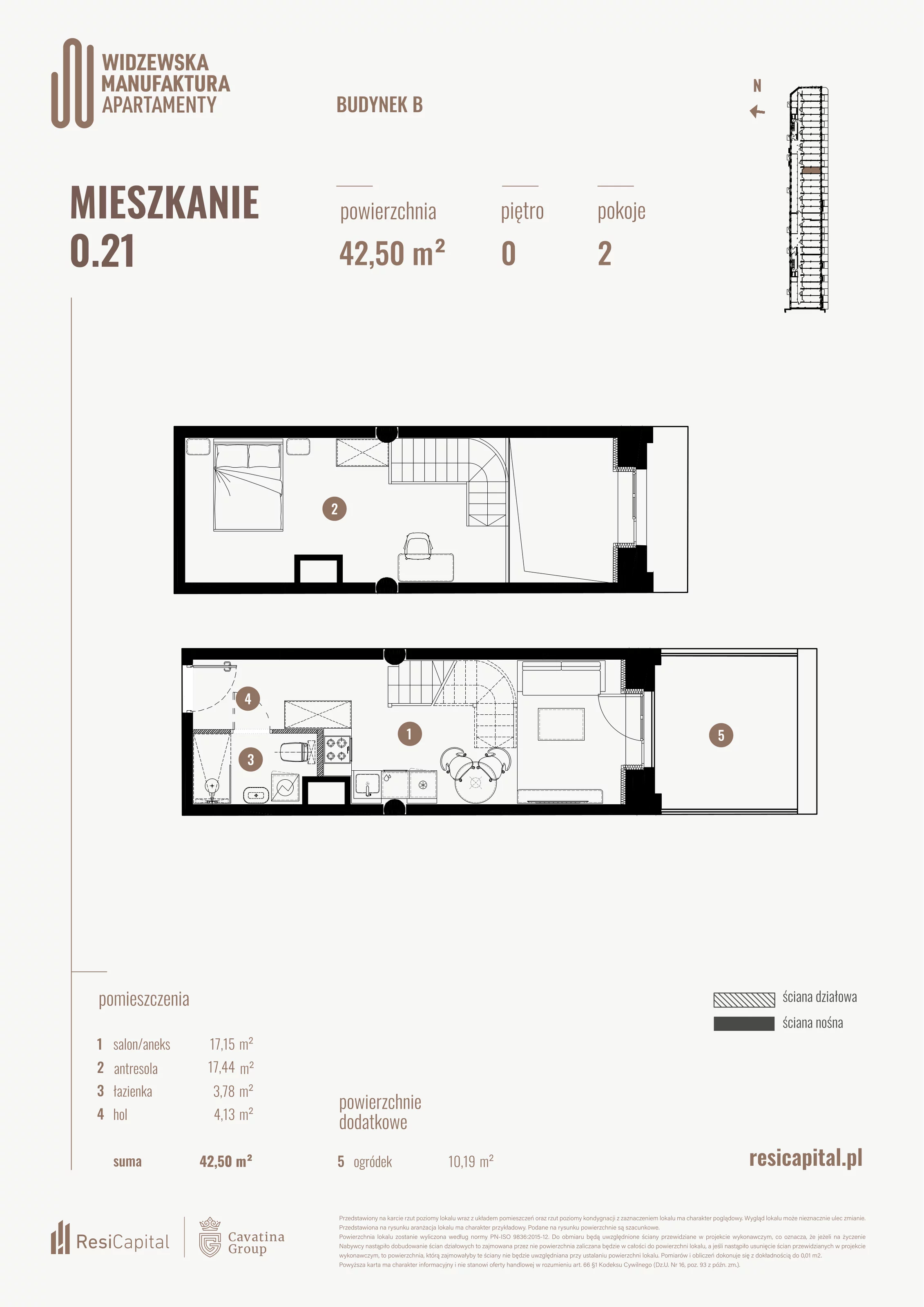 2 pokoje, mieszkanie 42,50 m², parter, oferta nr B.00.21., Wima Apartments, Łódź, Widzew, al. Piłsudskiego 135
