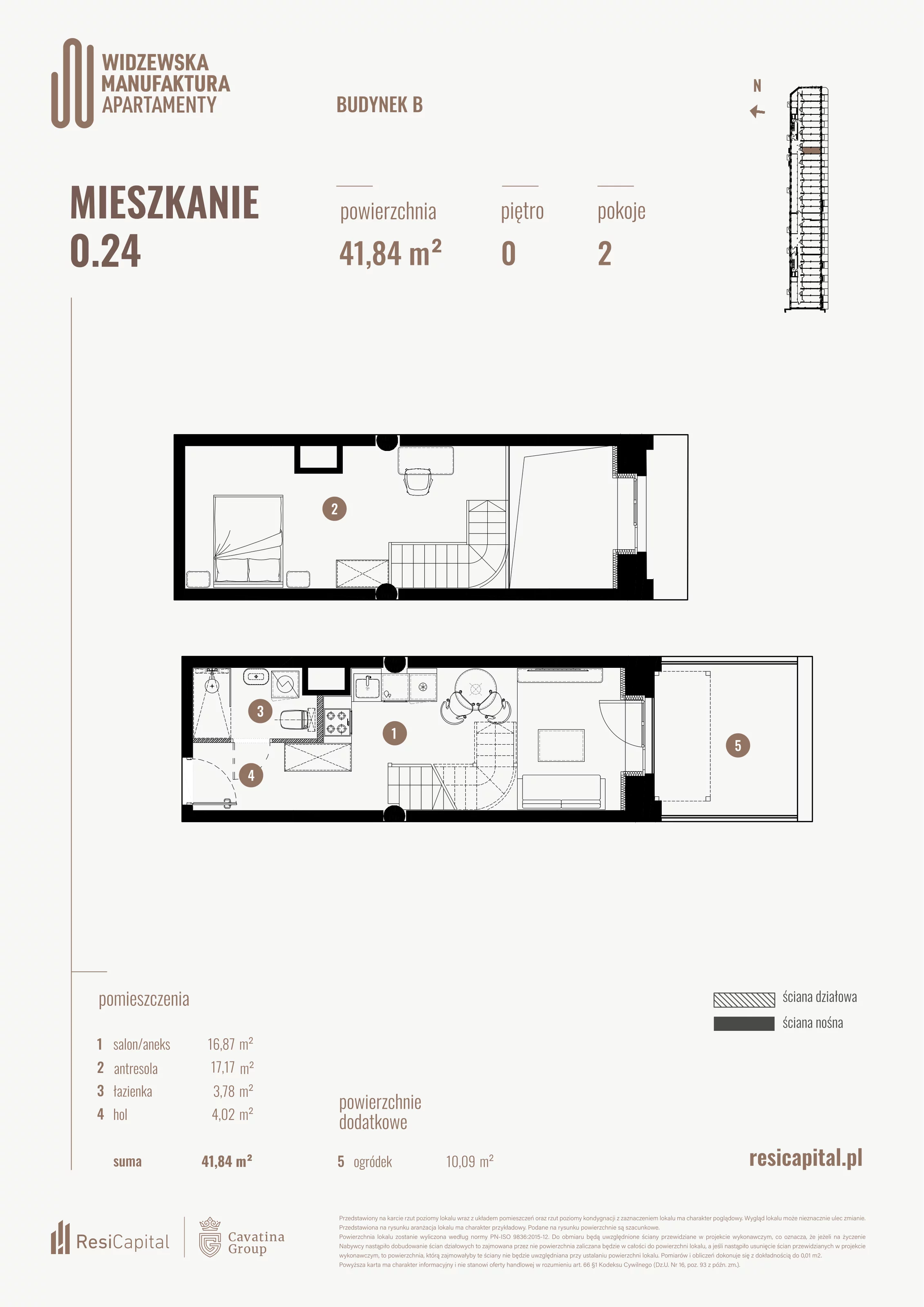 2 pokoje, mieszkanie 41,84 m², parter, oferta nr B.00.24., Wima Apartments, Łódź, Widzew, al. Piłsudskiego 135