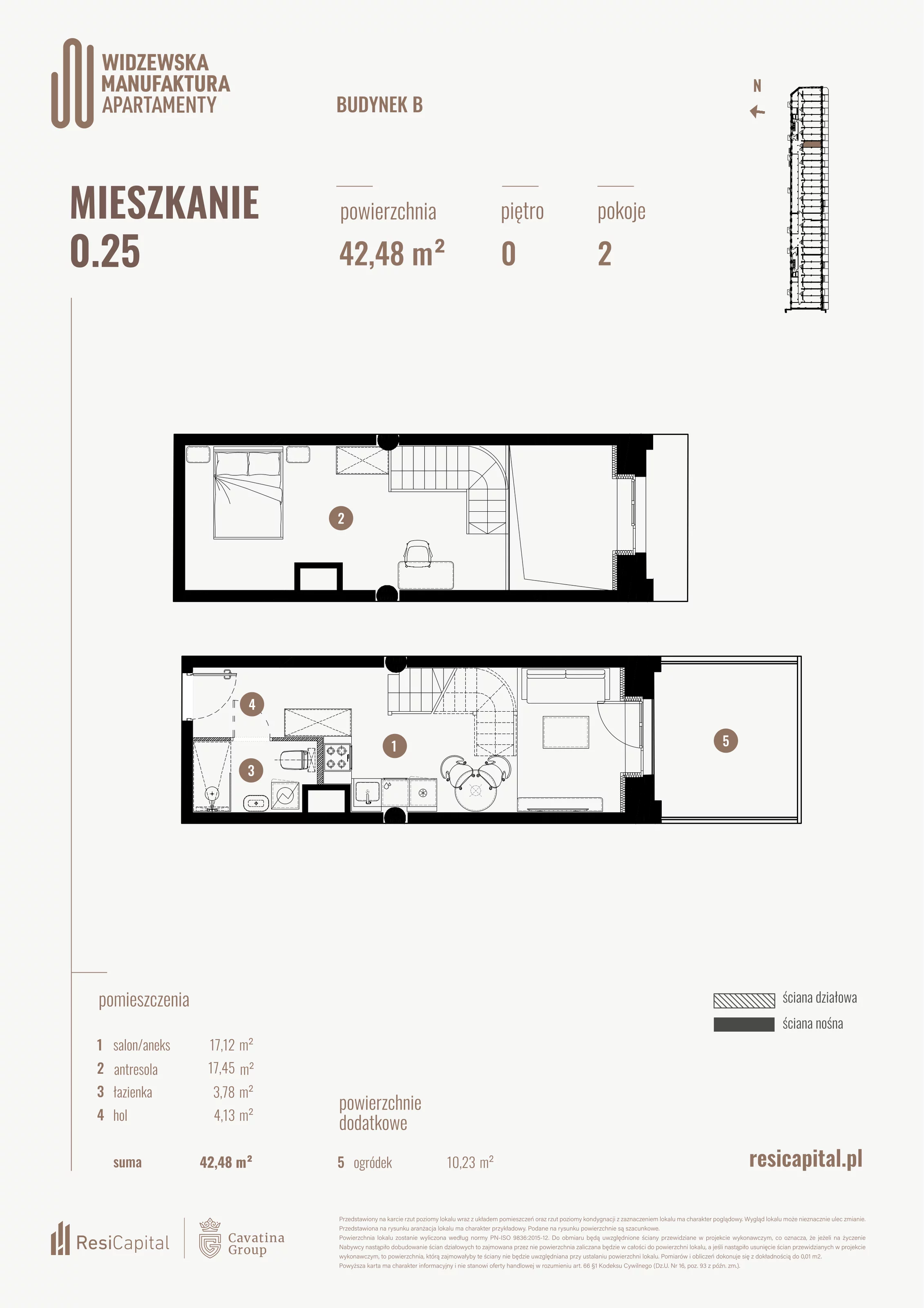 2 pokoje, mieszkanie 42,48 m², parter, oferta nr B.00.25., Wima Apartments, Łódź, Widzew, al. Piłsudskiego 135
