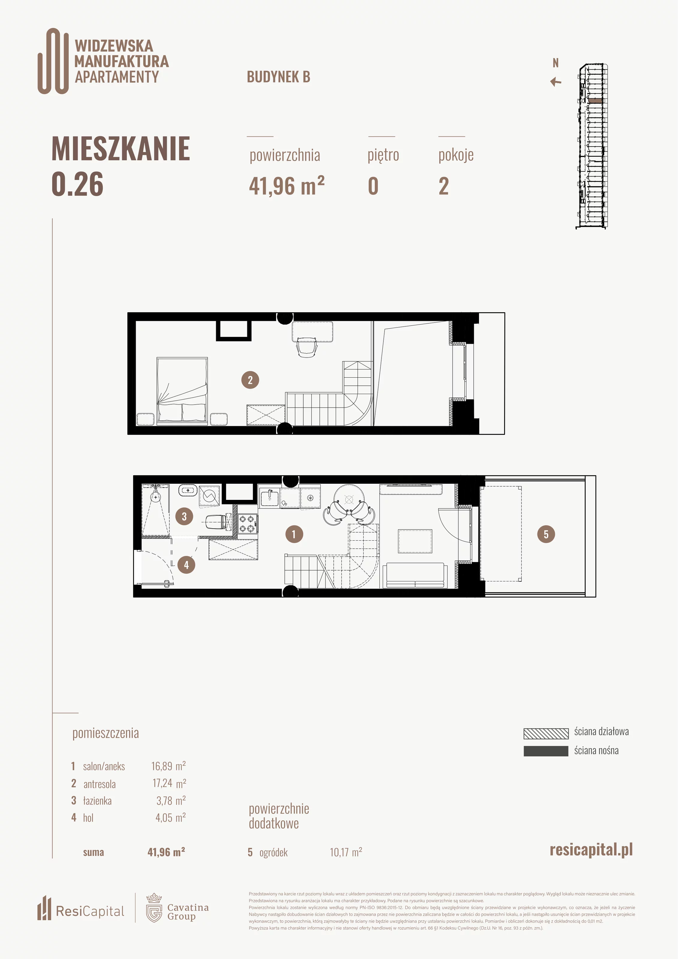 2 pokoje, mieszkanie 41,96 m², parter, oferta nr B.00.26., Wima Apartments, Łódź, Widzew, al. Piłsudskiego 135
