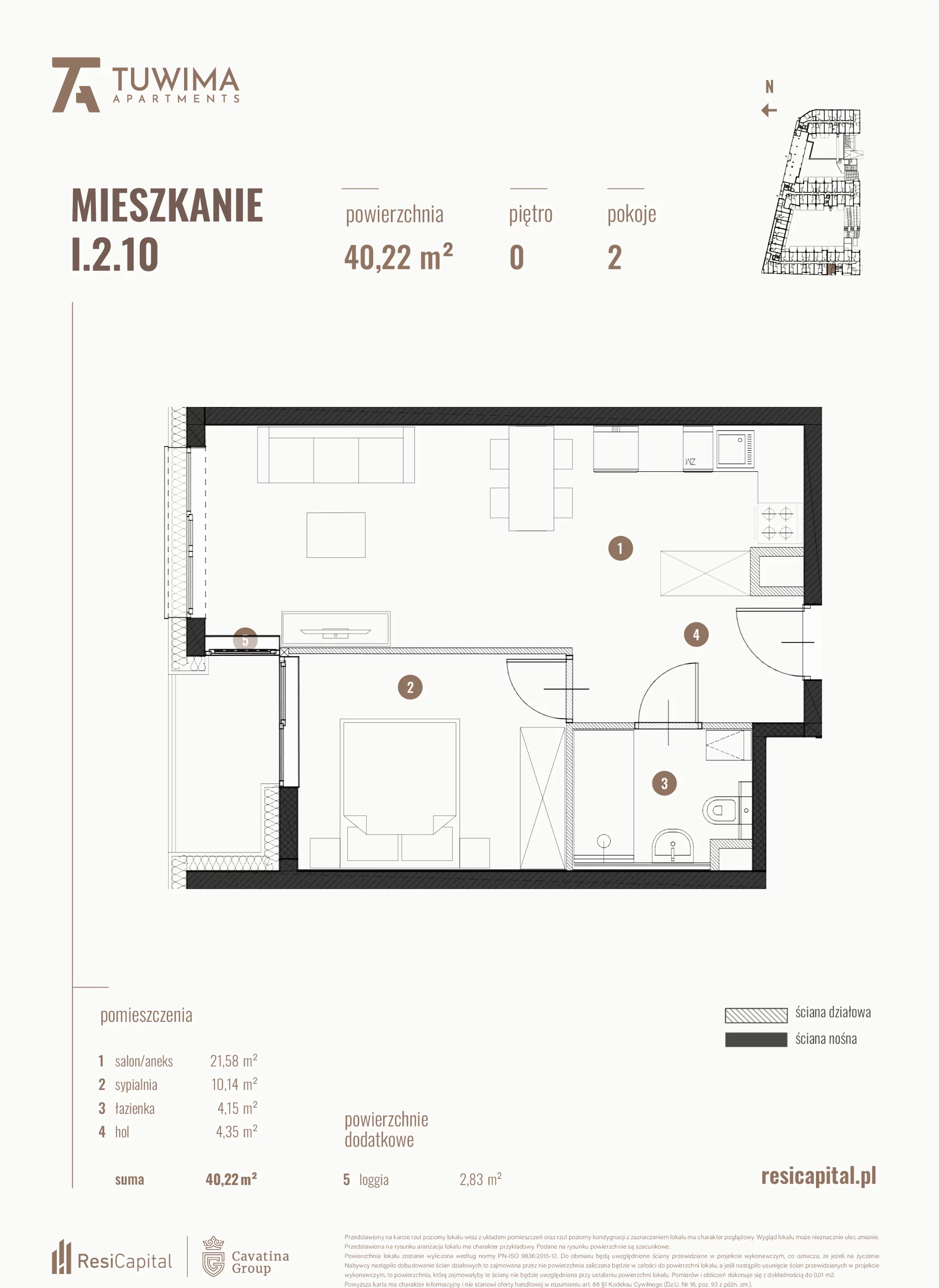 Mieszkanie 40,22 m², parter, oferta nr I.2.10, Apartamenty Tuwima, Łódź, Śródmieście, ul. Juliana Tuwima