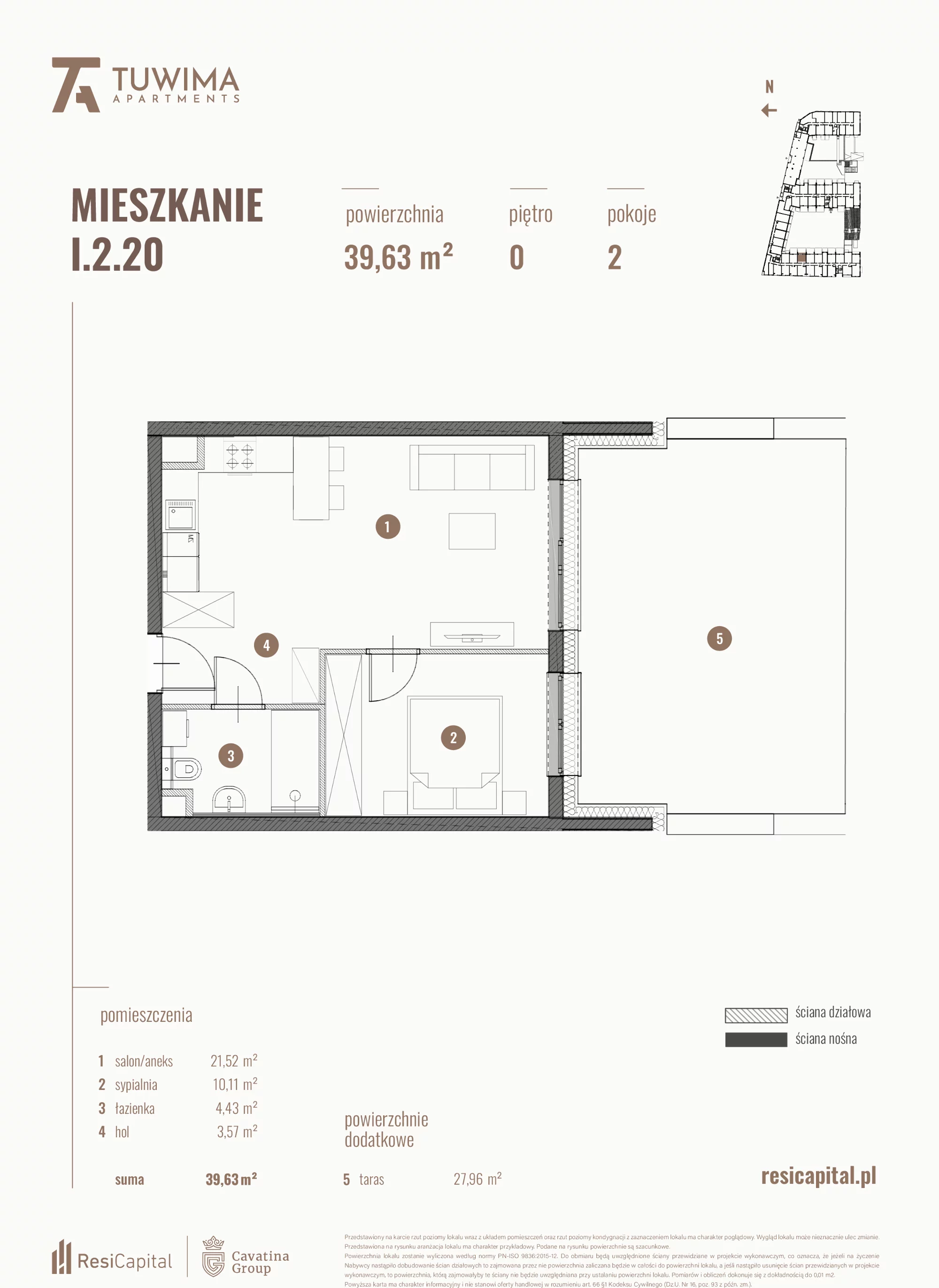 Mieszkanie 39,63 m², parter, oferta nr I.2.20, Apartamenty Tuwima, Łódź, Śródmieście, ul. Juliana Tuwima