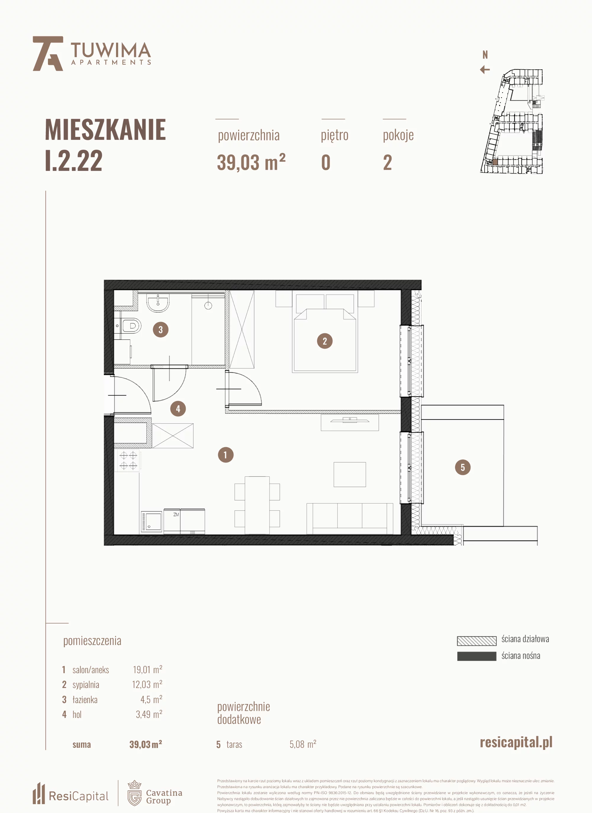 Mieszkanie 39,03 m², parter, oferta nr I.2.22, Apartamenty Tuwima, Łódź, Śródmieście, ul. Juliana Tuwima