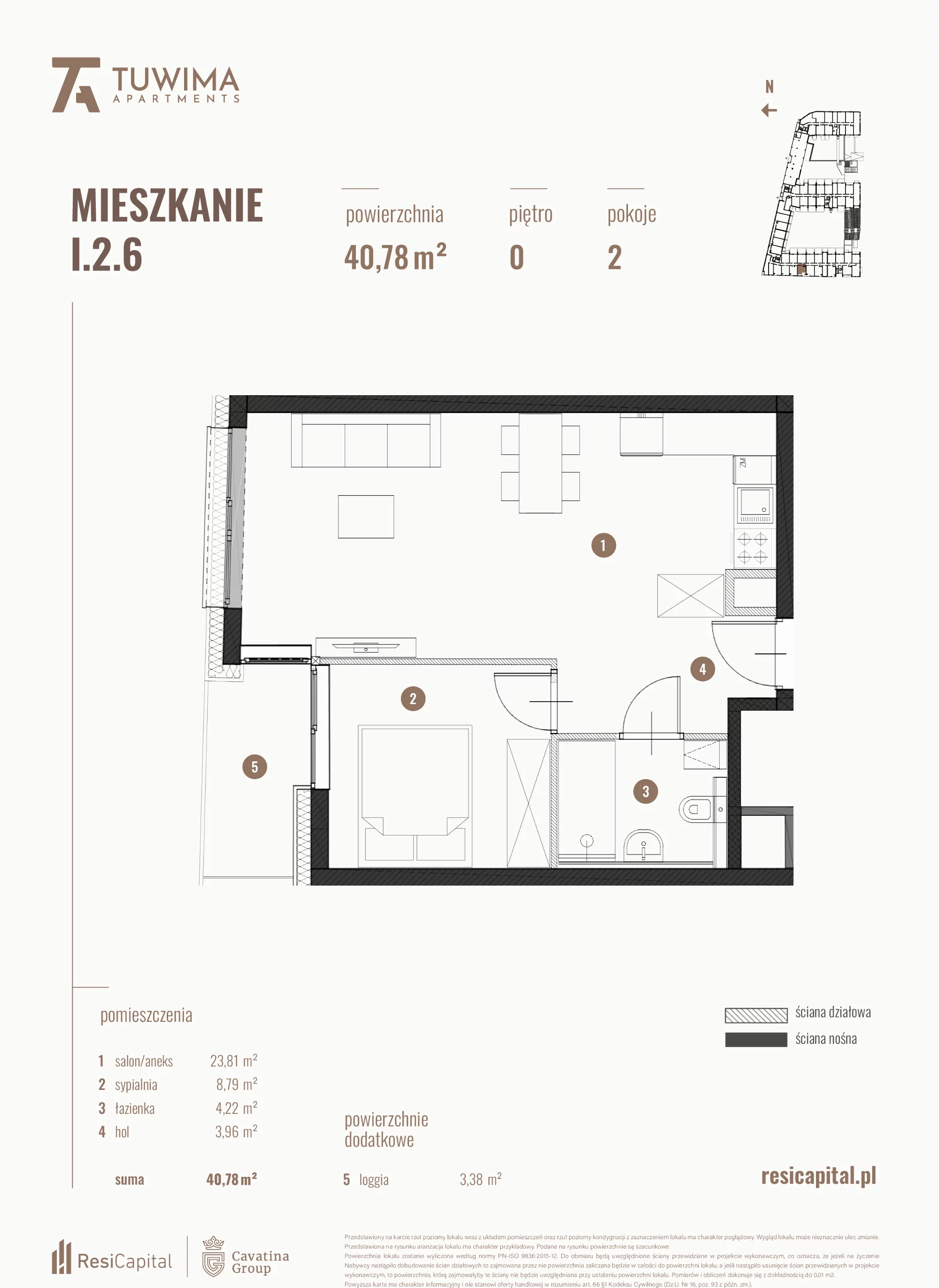 Mieszkanie 40,78 m², parter, oferta nr I.2.6, Apartamenty Tuwima, Łódź, Śródmieście, ul. Juliana Tuwima