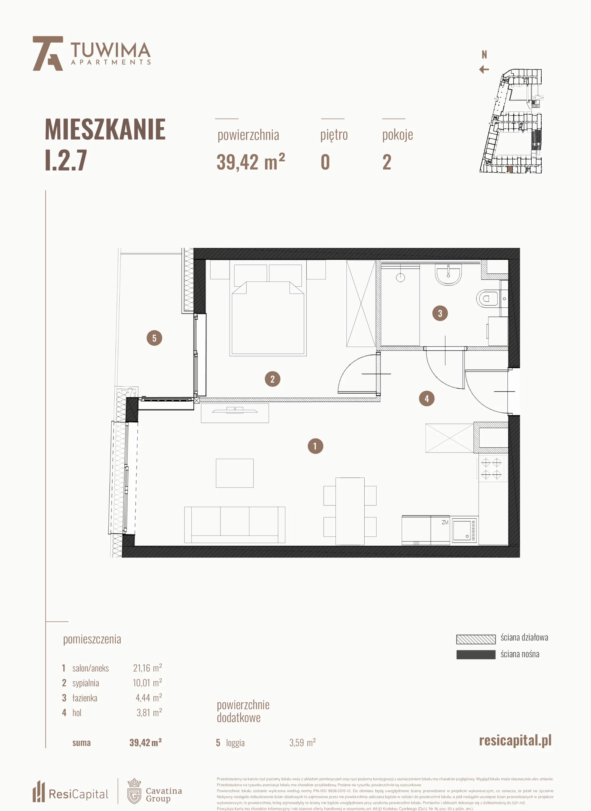 Mieszkanie 39,42 m², parter, oferta nr I.2.7, Apartamenty Tuwima, Łódź, Śródmieście, ul. Juliana Tuwima