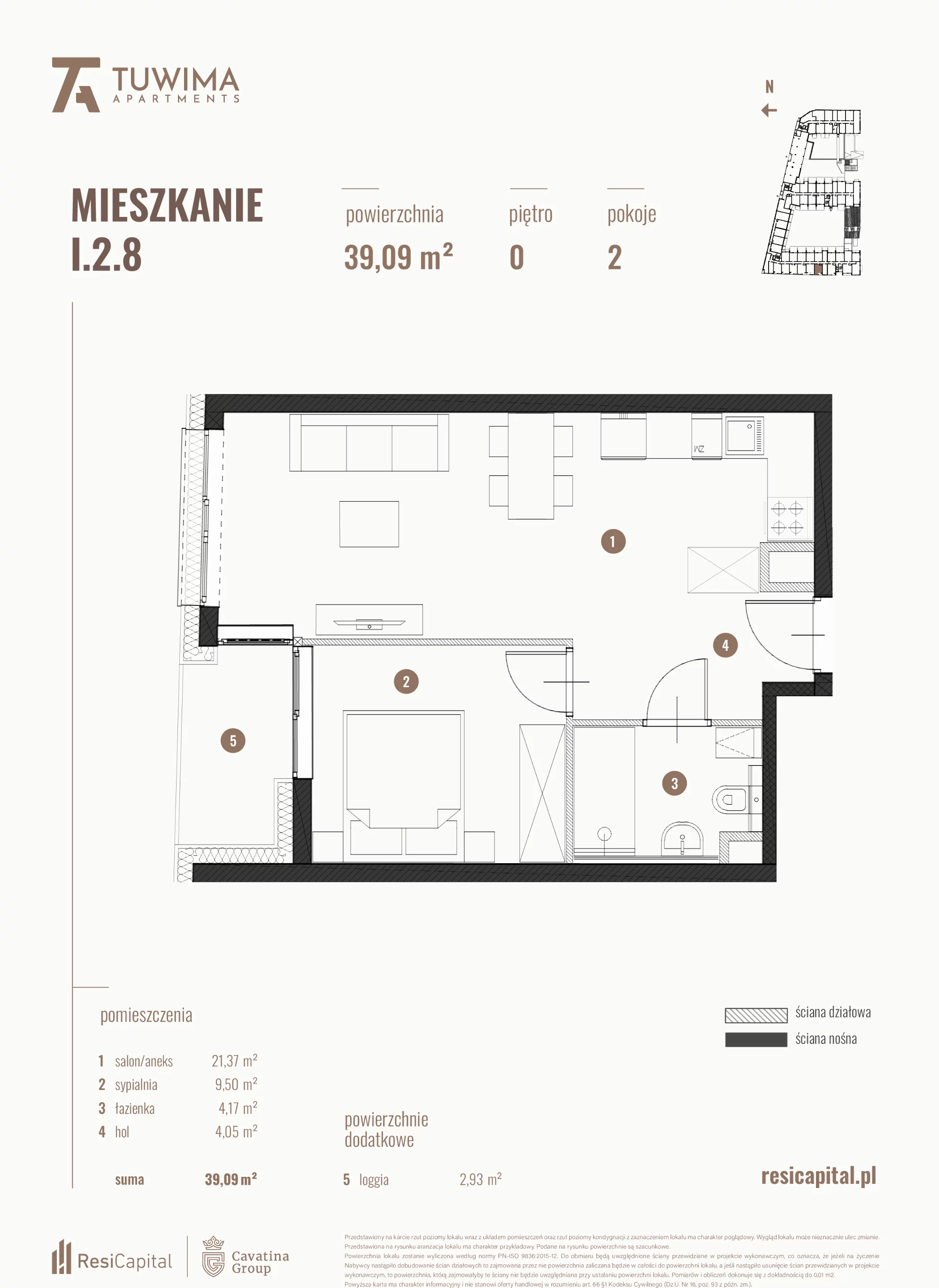 Mieszkanie 39,09 m², parter, oferta nr I.2.8, Apartamenty Tuwima, Łódź, Śródmieście, ul. Juliana Tuwima