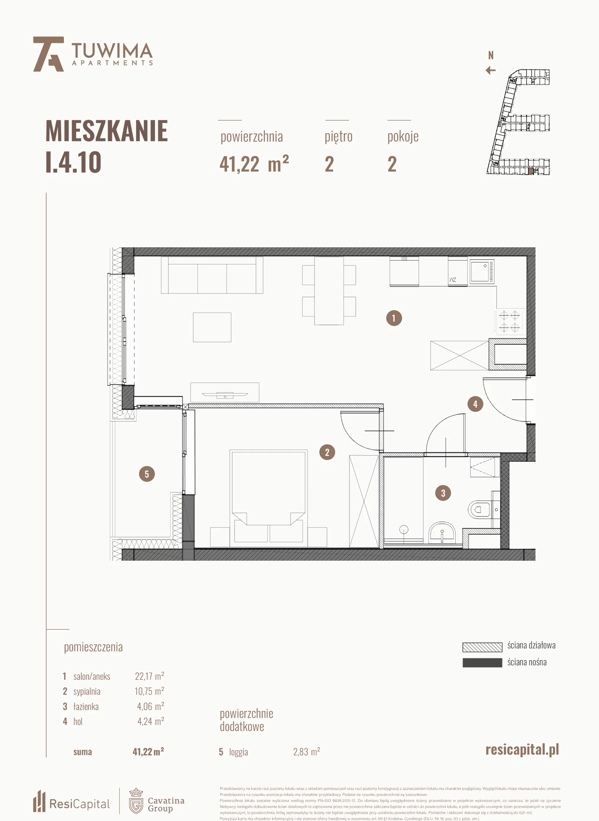 Mieszkanie 41,22 m², piętro 2, oferta nr I.4.10, Apartamenty Tuwima, Łódź, Śródmieście, ul. Juliana Tuwima