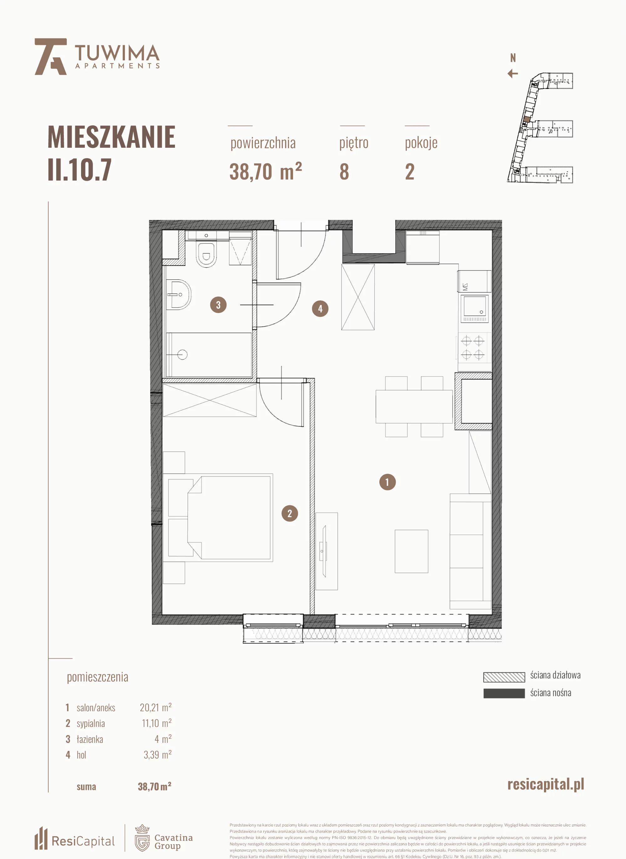 Mieszkanie 38,70 m², piętro 8, oferta nr II.10.7, Apartamenty Tuwima, Łódź, Śródmieście, ul. Juliana Tuwima