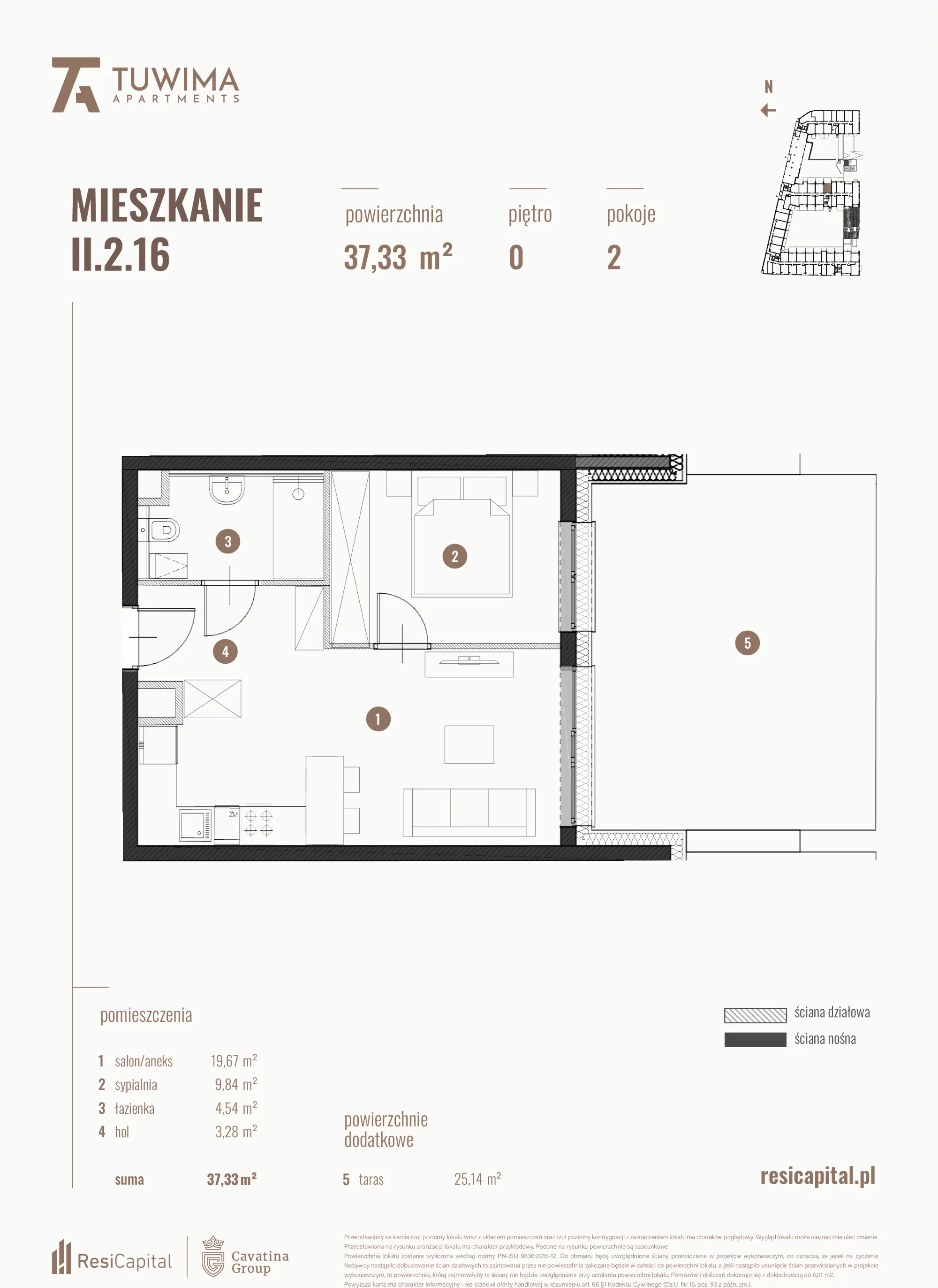 Mieszkanie 37,33 m², parter, oferta nr II.2.16, Apartamenty Tuwima, Łódź, Śródmieście, ul. Juliana Tuwima