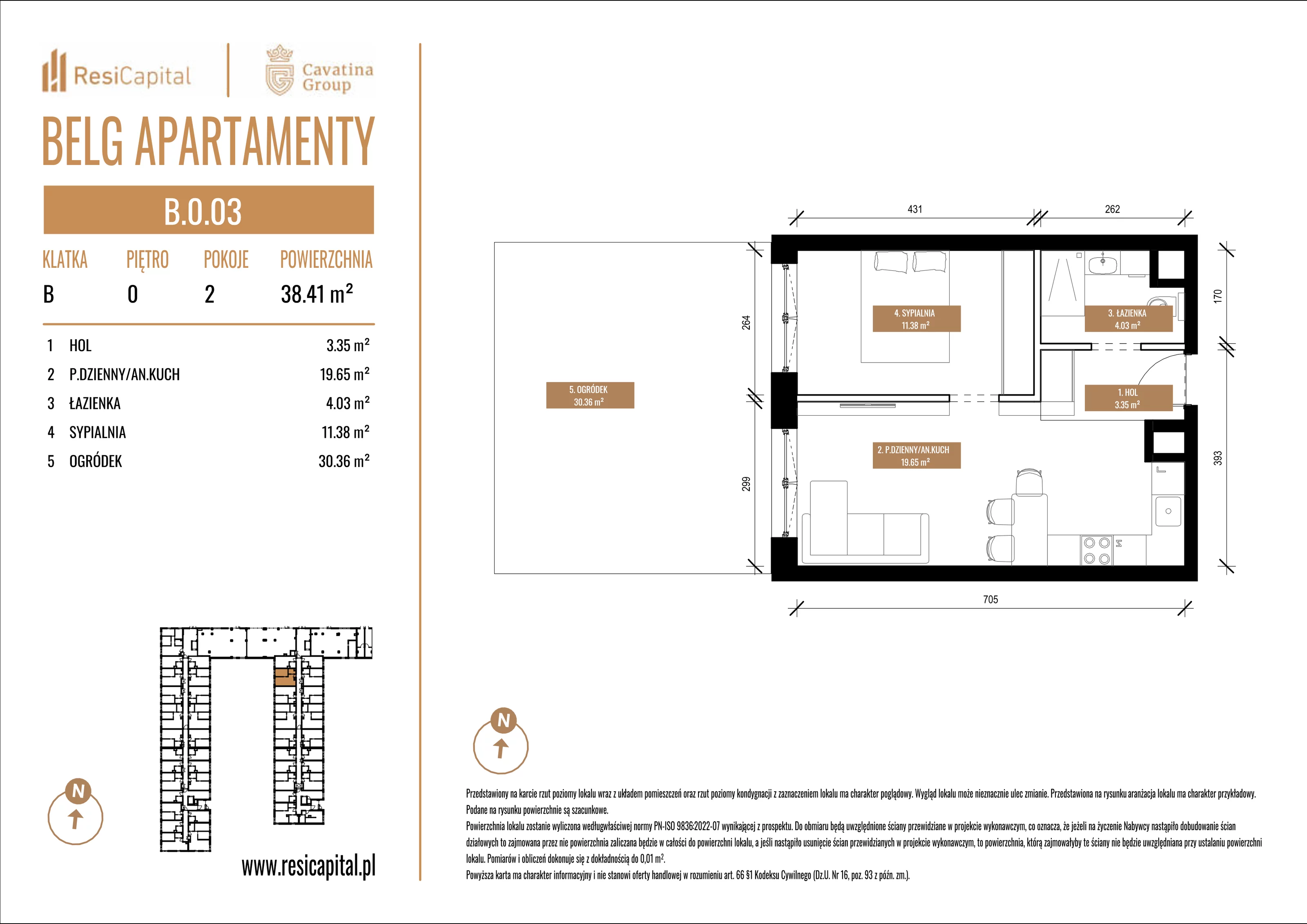 Mieszkanie 38,41 m², parter, oferta nr B.0.03, Belg Apartamenty, Katowice, Osiedle Paderewskiego-Muchowiec, ul. Przemysłowa 3