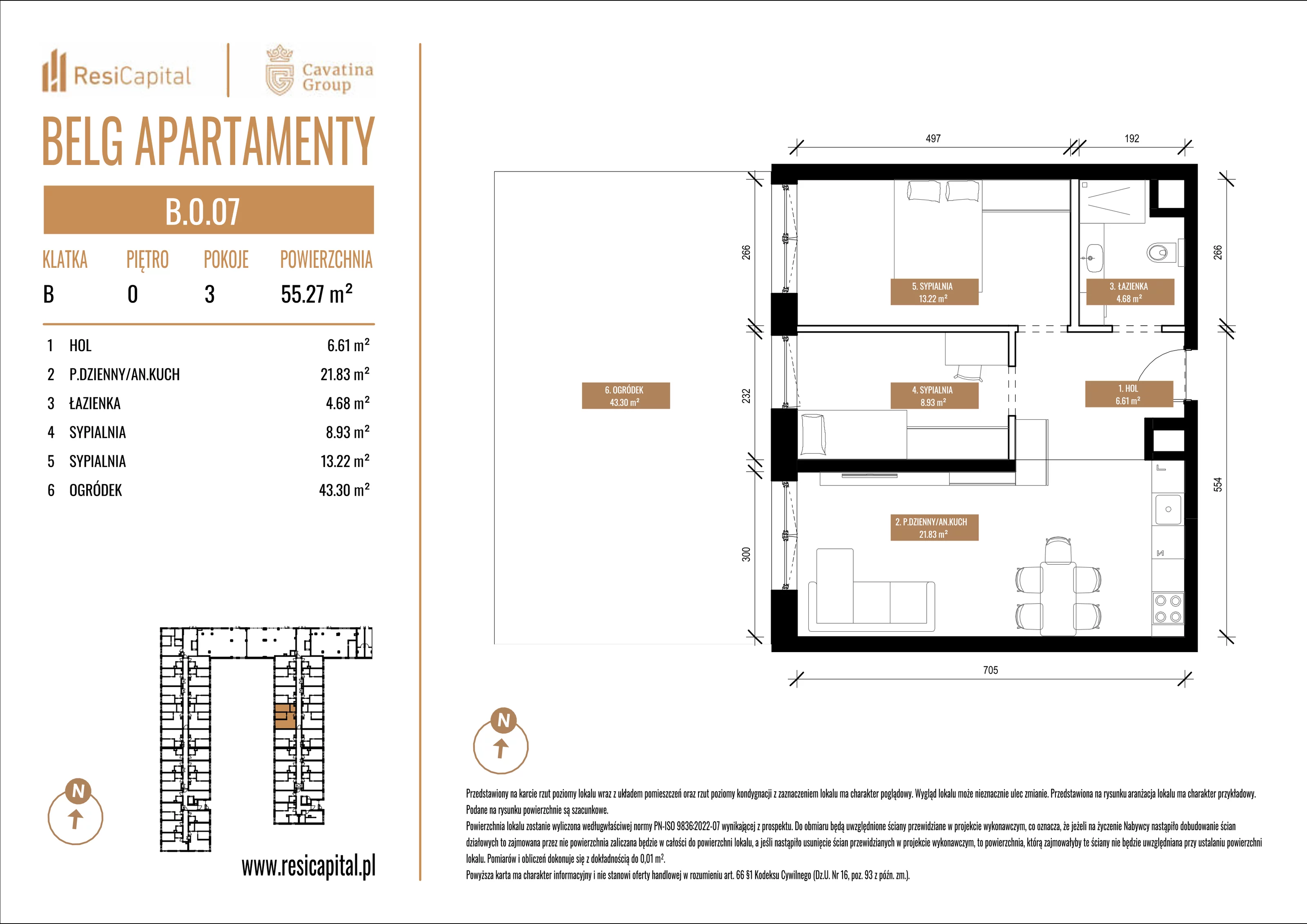 3 pokoje, mieszkanie 55,27 m², parter, oferta nr B.0.07, Belg Apartamenty, Katowice, Osiedle Paderewskiego-Muchowiec, ul. Przemysłowa 3