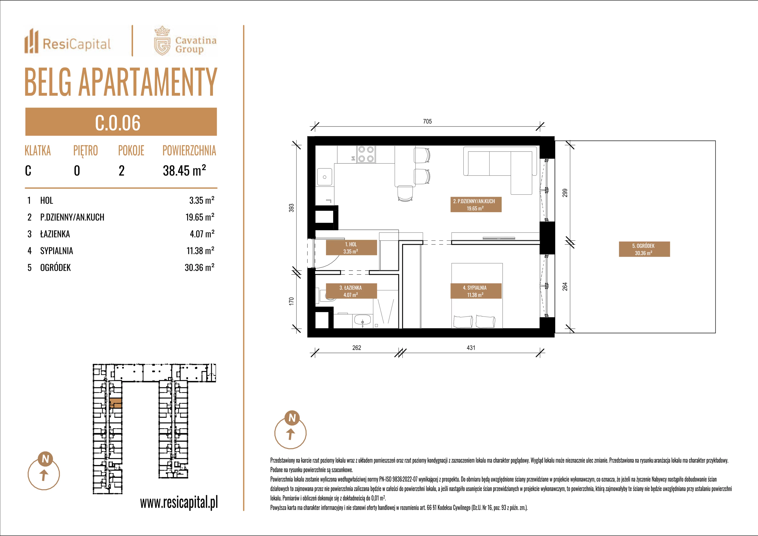 Mieszkanie 38,45 m², parter, oferta nr C.0.06, Belg Apartamenty, Katowice, Osiedle Paderewskiego-Muchowiec, ul. Przemysłowa 3