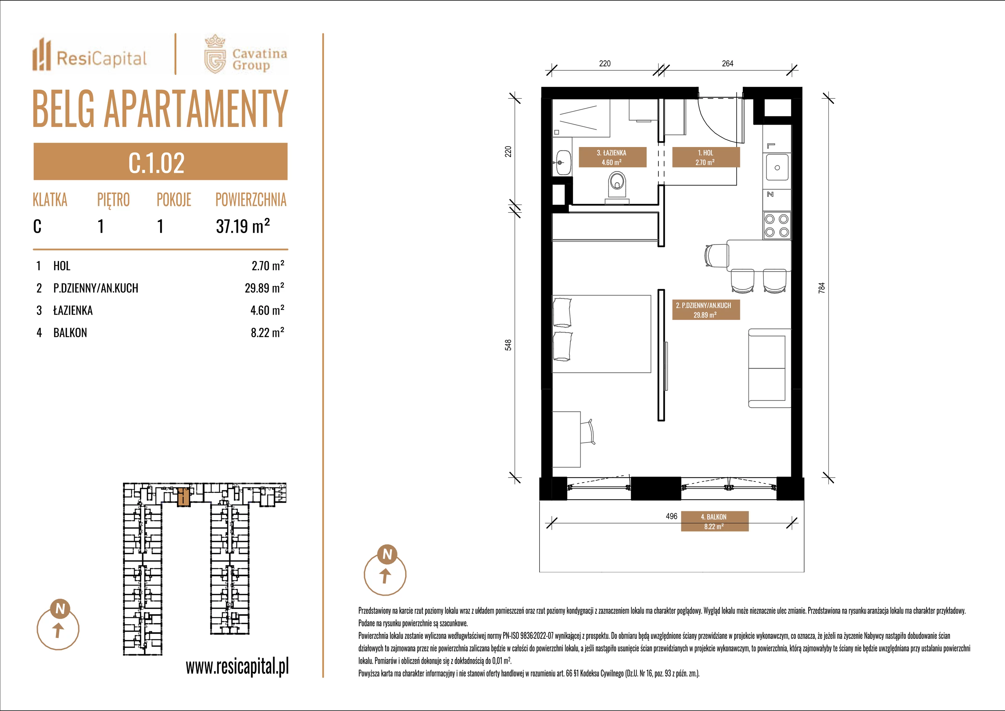 Mieszkanie 37,19 m², piętro 1, oferta nr C.1.02, Belg Apartamenty, Katowice, Osiedle Paderewskiego-Muchowiec, ul. Przemysłowa 3