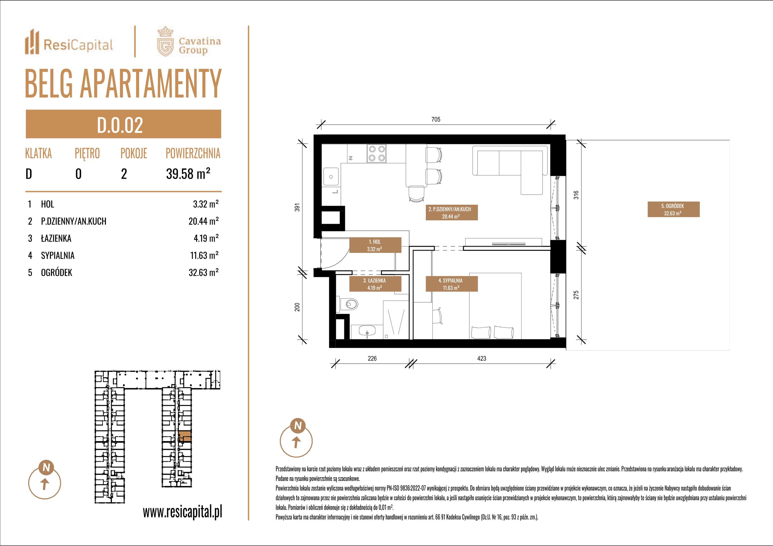 Mieszkanie 39,58 m², parter, oferta nr D.0.02, Belg Apartamenty, Katowice, Osiedle Paderewskiego-Muchowiec, ul. Przemysłowa 3