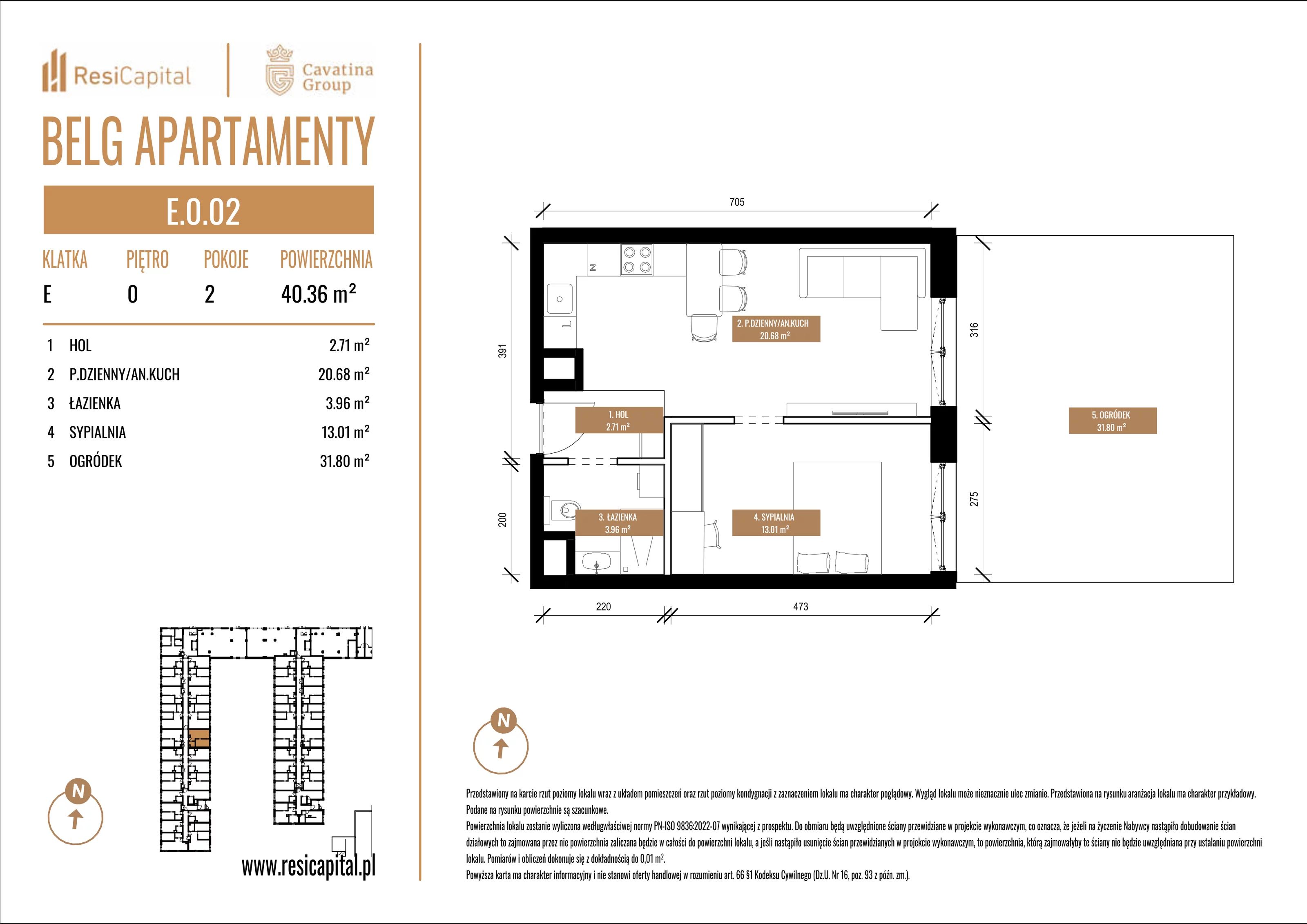 Mieszkanie 40,36 m², parter, oferta nr E.0.02, Belg Apartamenty, Katowice, Osiedle Paderewskiego-Muchowiec, ul. Przemysłowa 3