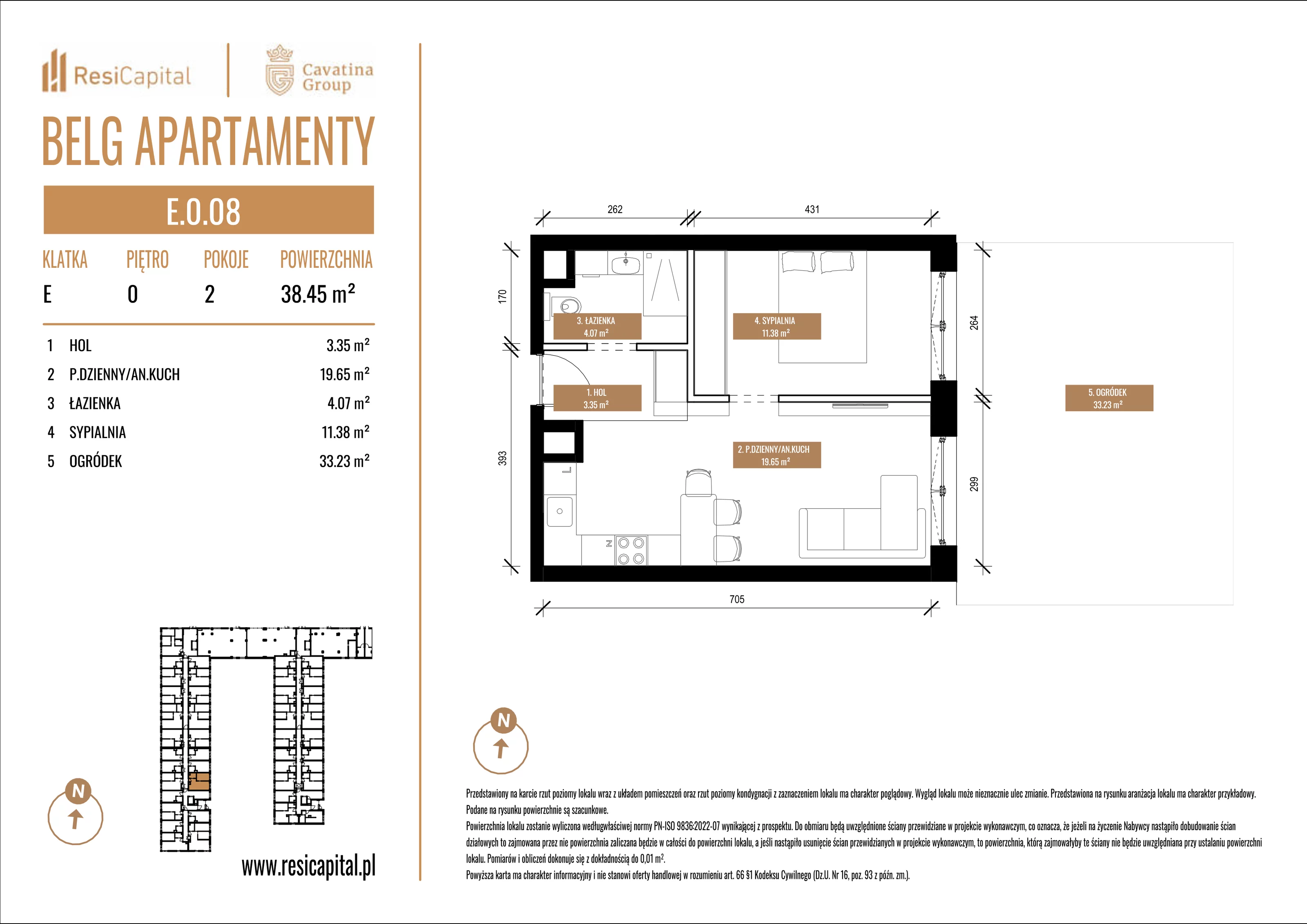 Mieszkanie 38,45 m², parter, oferta nr E.0.08, Belg Apartamenty, Katowice, Osiedle Paderewskiego-Muchowiec, ul. Przemysłowa 3