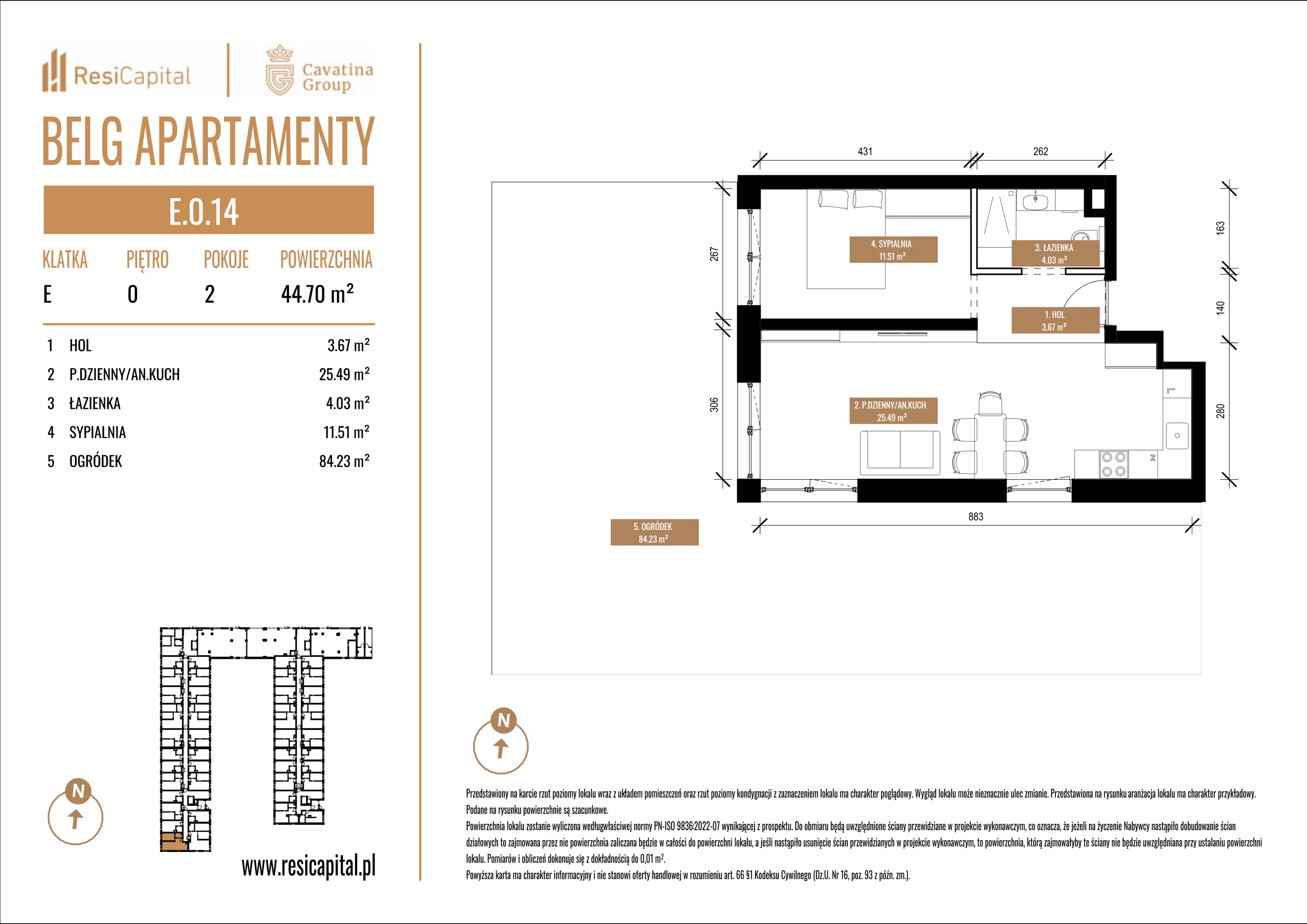 Mieszkanie 44,70 m², parter, oferta nr E.0.14, Belg Apartamenty, Katowice, Osiedle Paderewskiego-Muchowiec, ul. Przemysłowa 3