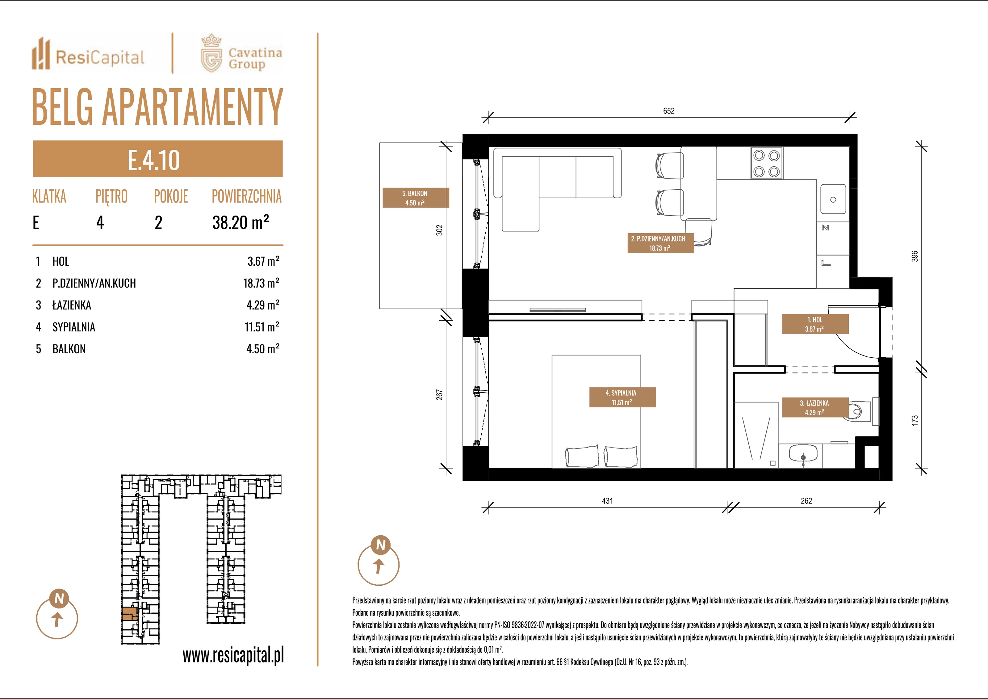 Mieszkanie 38,20 m², piętro 4, oferta nr E.4.10, Belg Apartamenty, Katowice, Osiedle Paderewskiego-Muchowiec, ul. Przemysłowa 3