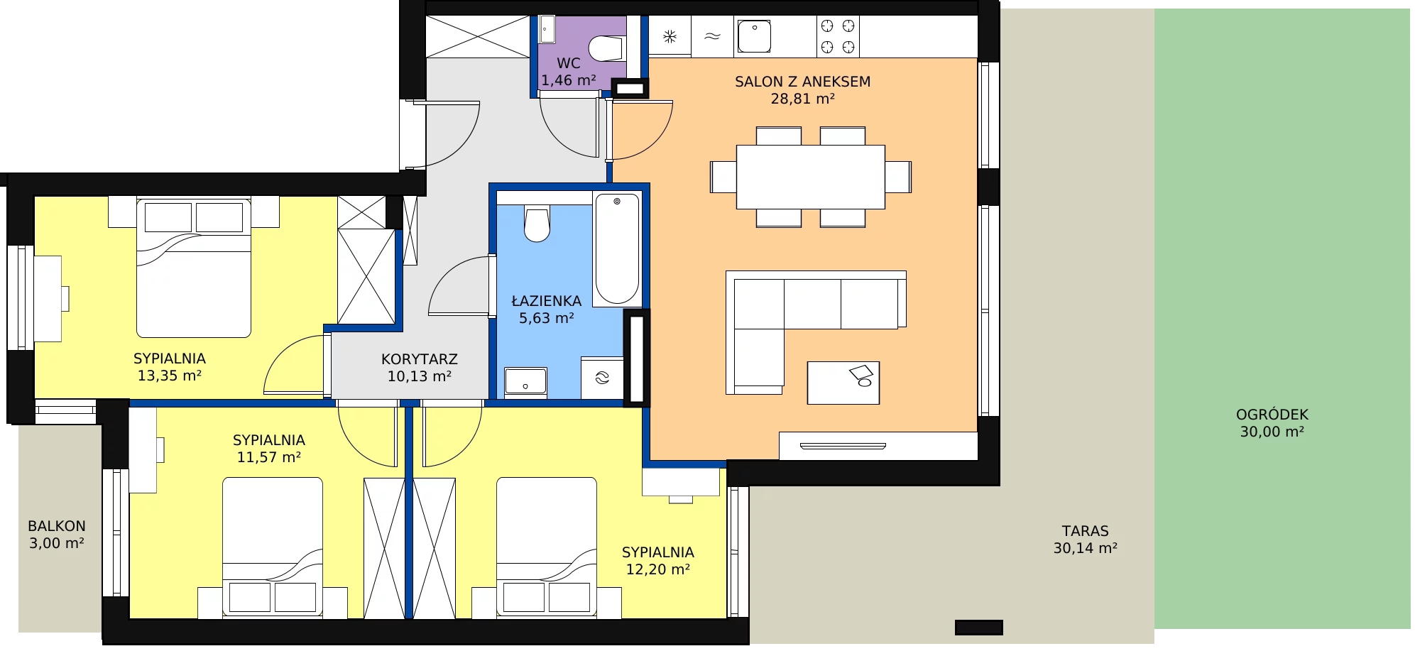 Zalety apartamentu 83.35 m², 12B.2