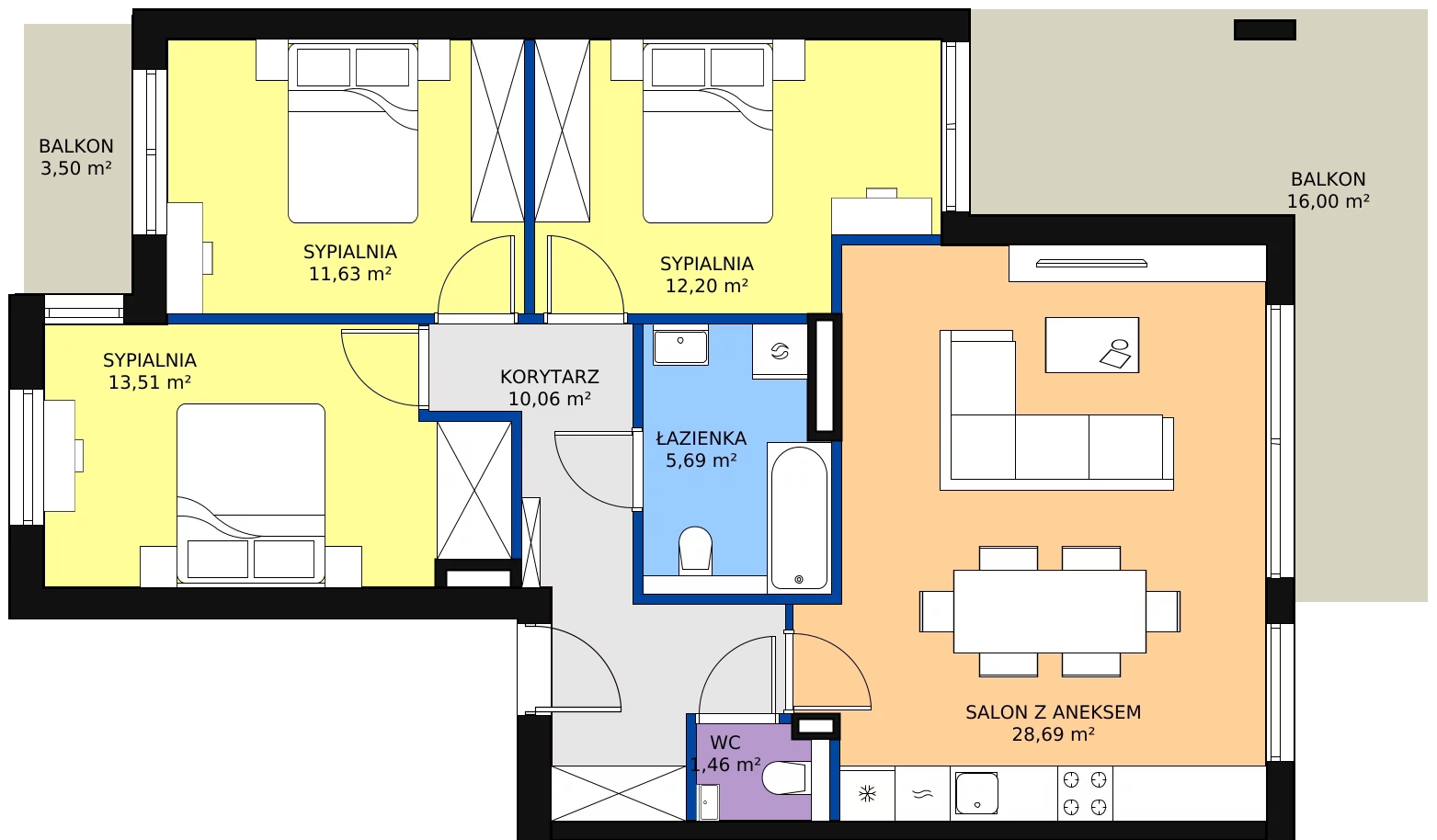 Zalety apartamentu 83.16 m², 12B.3