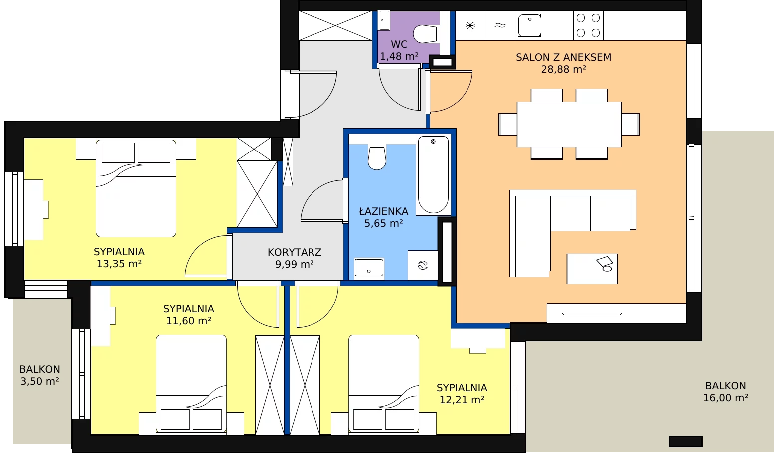 Zalety apartamentu 83.24 m², 12B.4