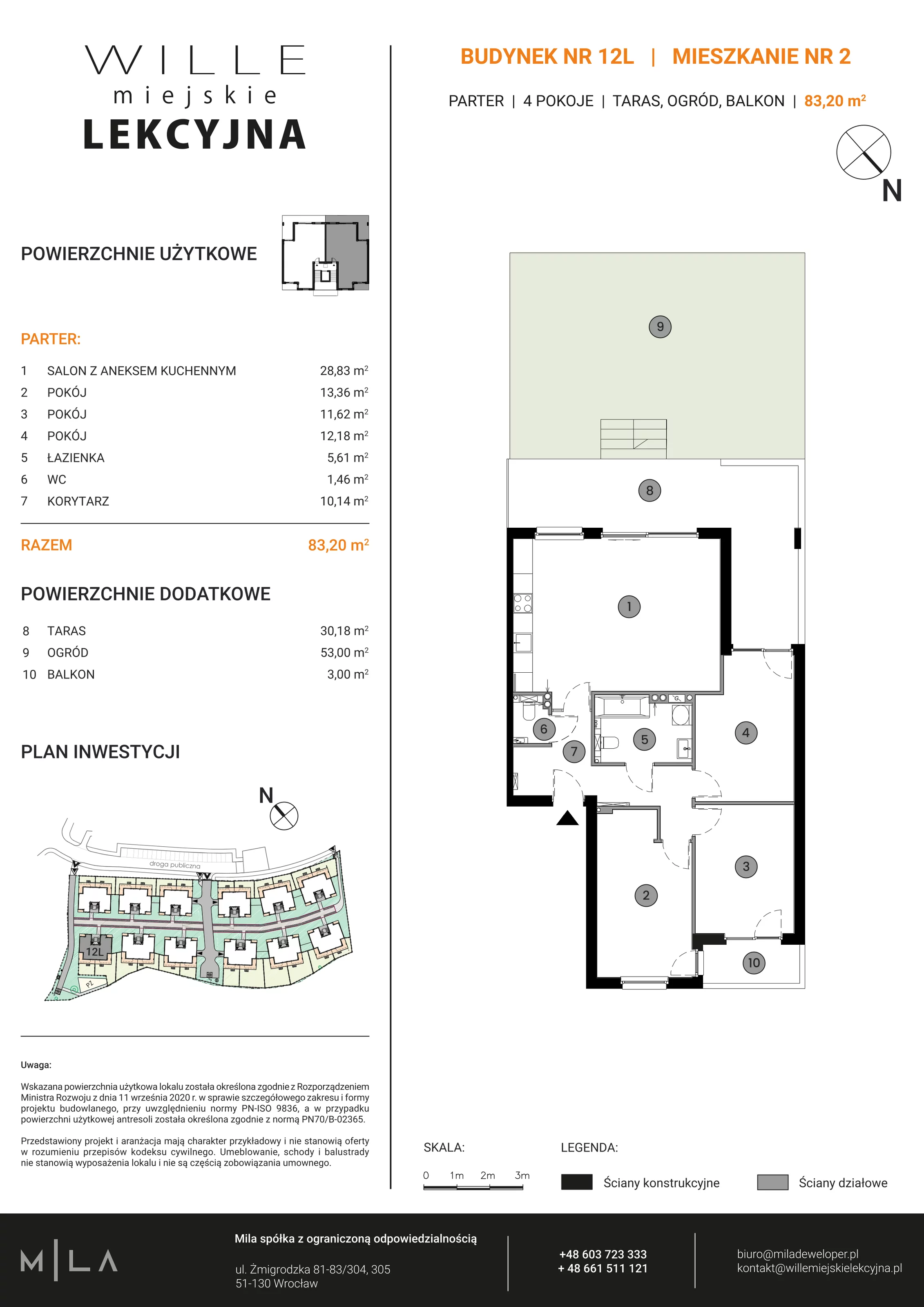4 pokoje, apartament 83,20 m², parter, oferta nr 12L.2, Wille Miejskie Lekcyjna, Wrocław, Sołtysowice, ul. Lekcyjna 12-12L