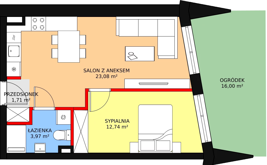 Apartament 41,50 m², parter, oferta nr B01, Nowa Palmiarnia, Polanica-Zdrój, ul. Zdrojowa