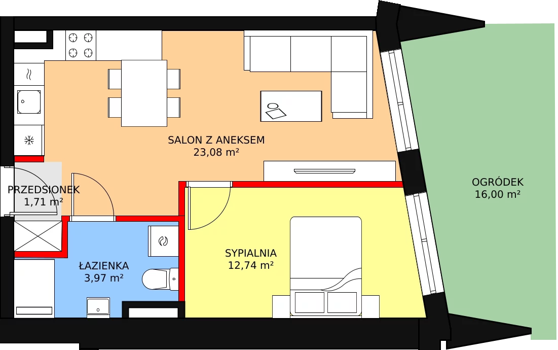 Apartament 41,50 m², parter, oferta nr B03, Nowa Palmiarnia, Polanica-Zdrój, ul. Zdrojowa