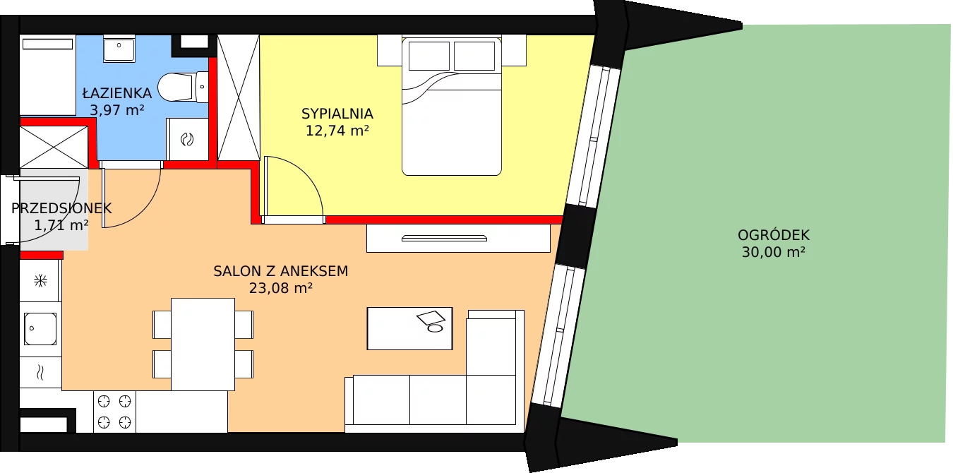 Apartament 41,50 m², parter, oferta nr B05, Nowa Palmiarnia, Polanica-Zdrój, ul. Zdrojowa