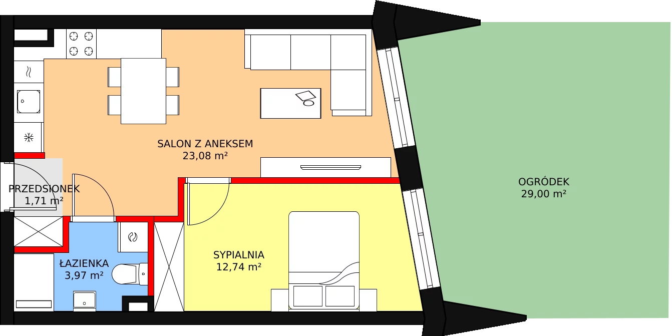 Apartament 41,50 m², parter, oferta nr B06, Nowa Palmiarnia, Polanica-Zdrój, ul. Zdrojowa