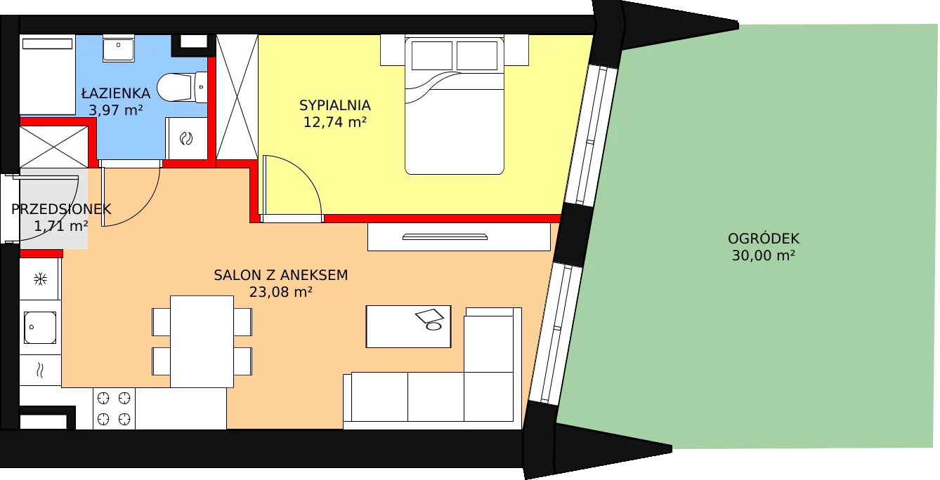 Apartament 41,50 m², parter, oferta nr B07, Nowa Palmiarnia, Polanica-Zdrój, ul. Zdrojowa