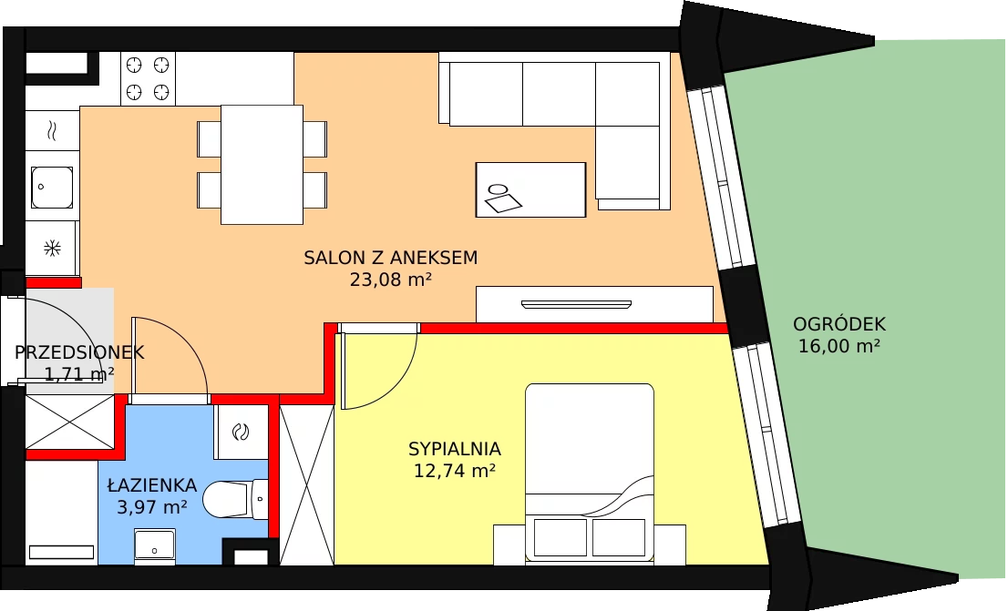 Apartament 41,50 m², parter, oferta nr C03, Nowa Palmiarnia, Polanica-Zdrój, ul. Zdrojowa