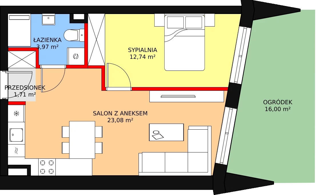 Apartament 41,50 m², parter, oferta nr C04, Nowa Palmiarnia, Polanica-Zdrój, ul. Zdrojowa