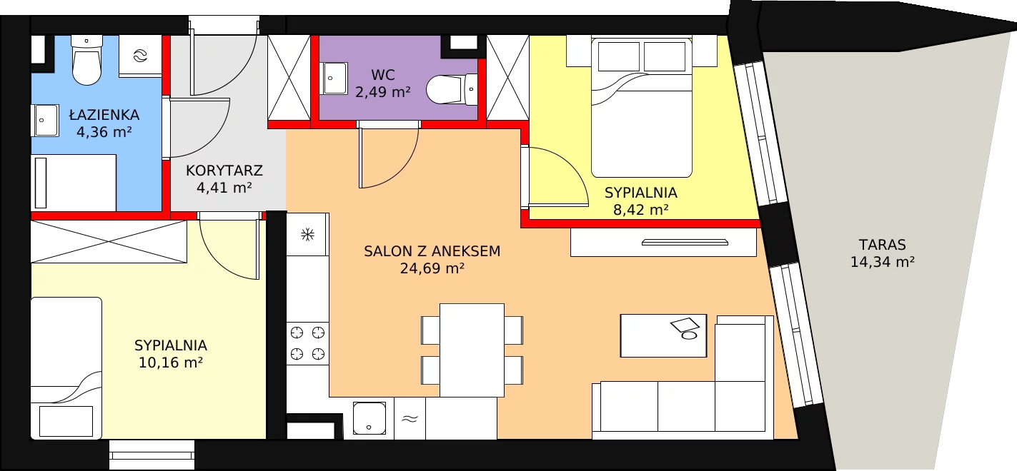 Apartament 54,53 m², piętro 1, oferta nr A08, Nowa Palmiarnia, Polanica-Zdrój, ul. Zdrojowa