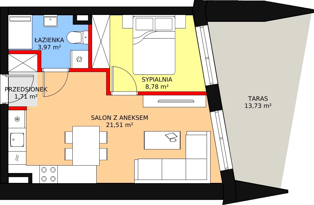 Apartament 35,97 m², piętro 1, oferta nr B14, Nowa Palmiarnia, Polanica-Zdrój, ul. Zdrojowa