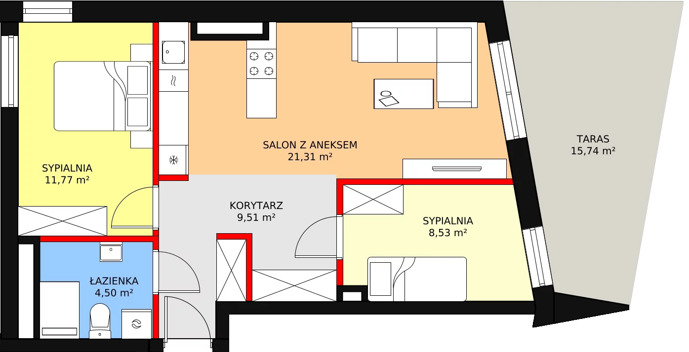 3 pokoje, apartament 55,62 m², piętro 2, oferta nr B18, Nowa Palmiarnia, Polanica-Zdrój, ul. Zdrojowa