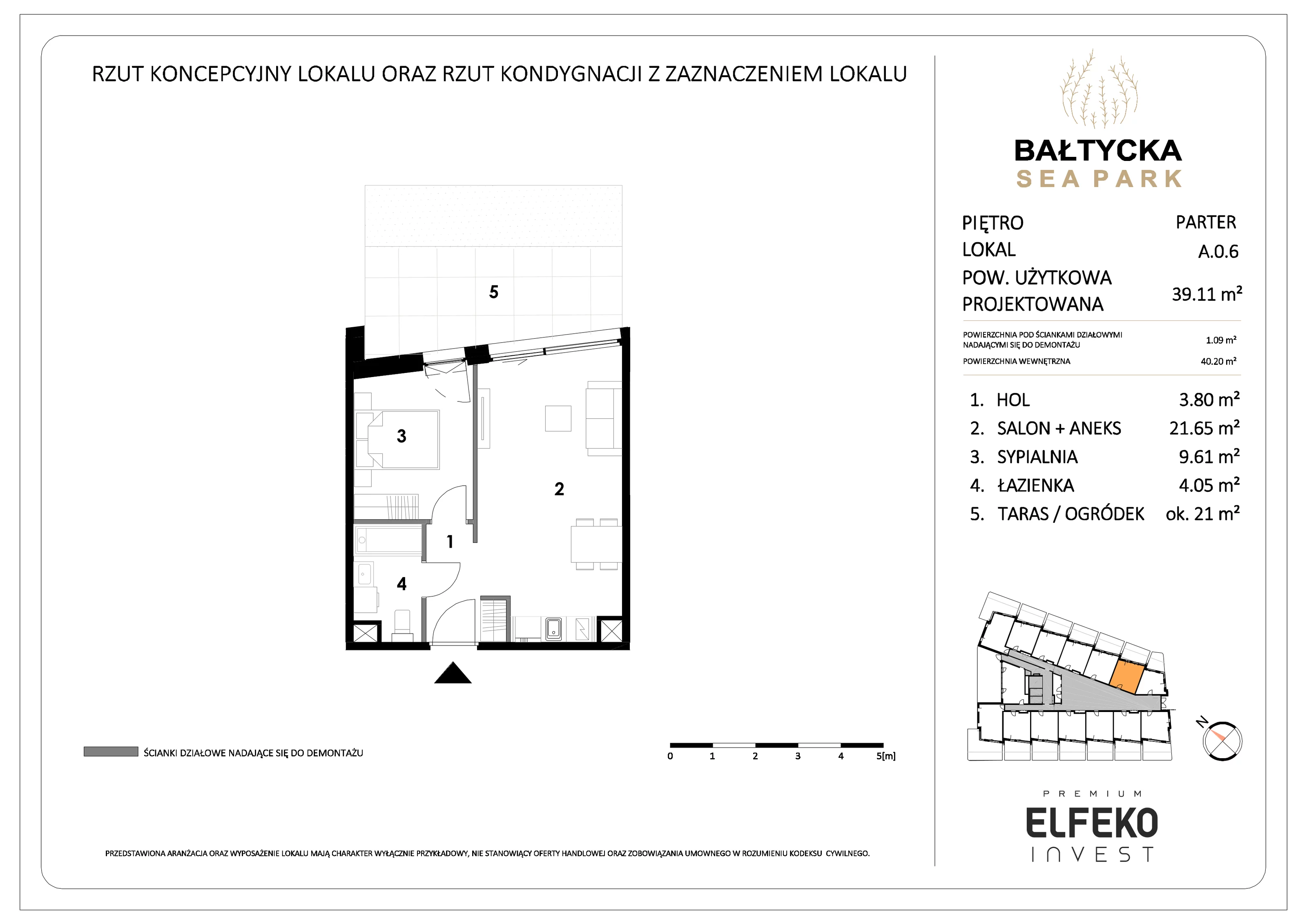 2 pokoje, apartament 39,11 m², parter, oferta nr A.0.6, Bałtycka Sea Park, Krynica Morska, ul. Bałtycka