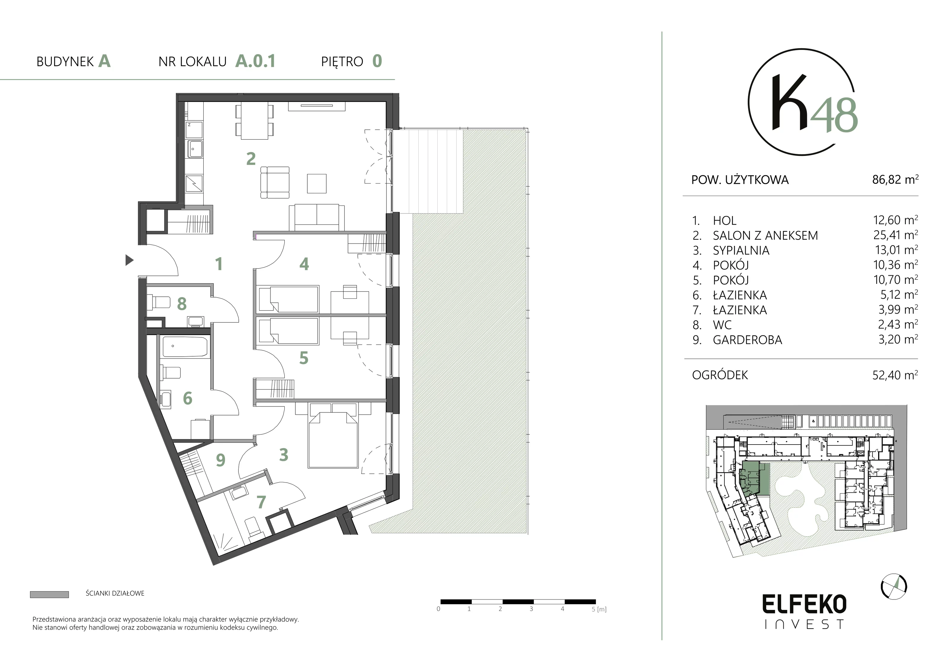 4 pokoje, mieszkanie 86,82 m², parter, oferta nr A.0.1, K48, Gdańsk, Przymorze, ul. Kołobrzeska 48